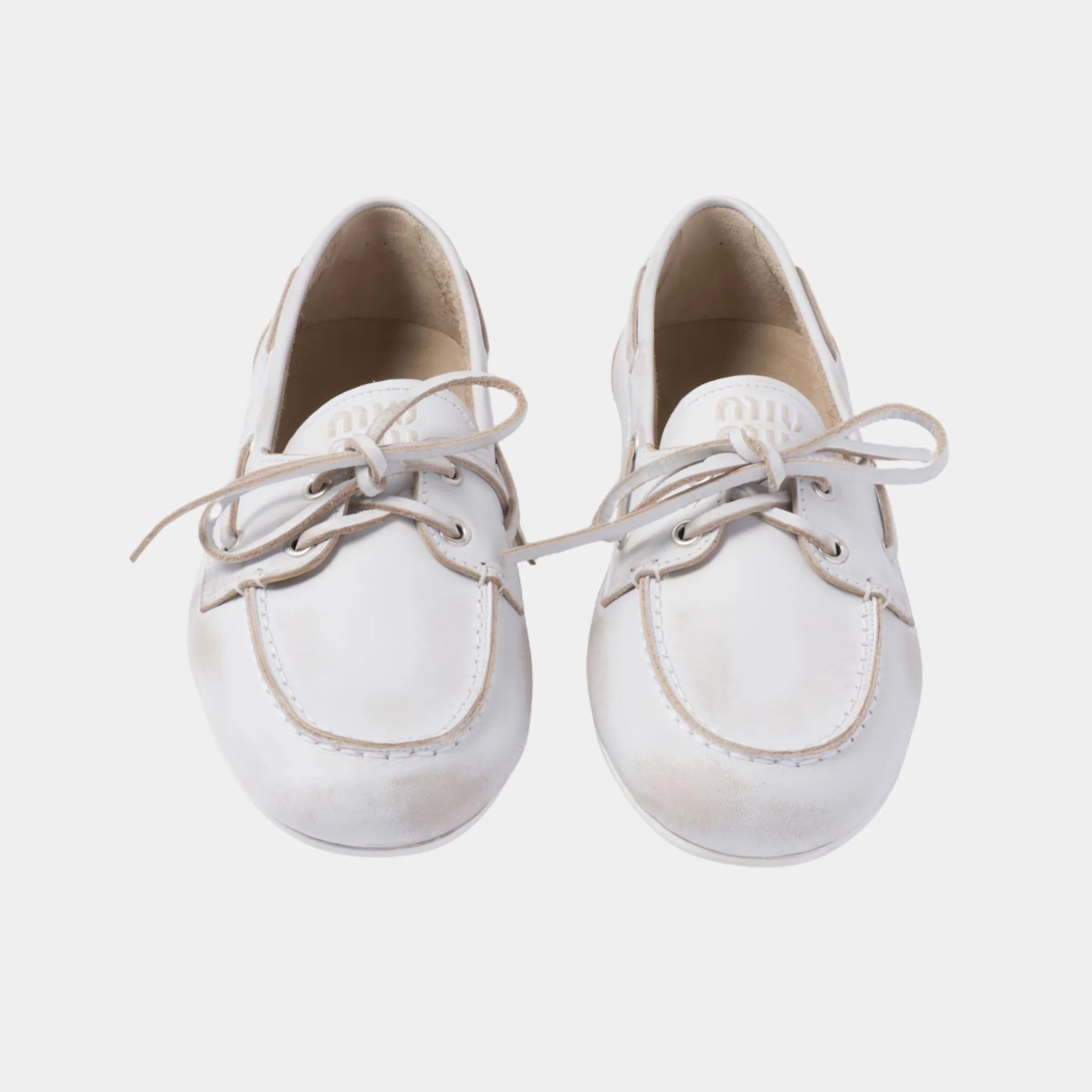 Unlined Bleached Leather Boat Shoes - Image 6
