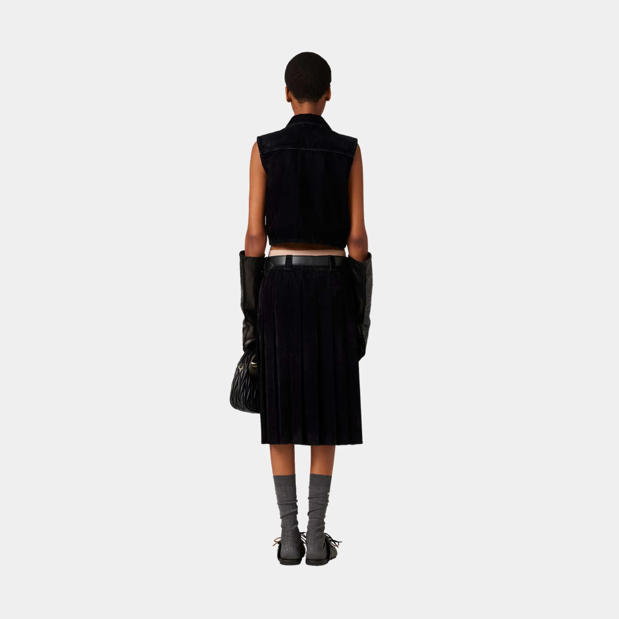Washed Flocked Chambray Top Black - Image 2
