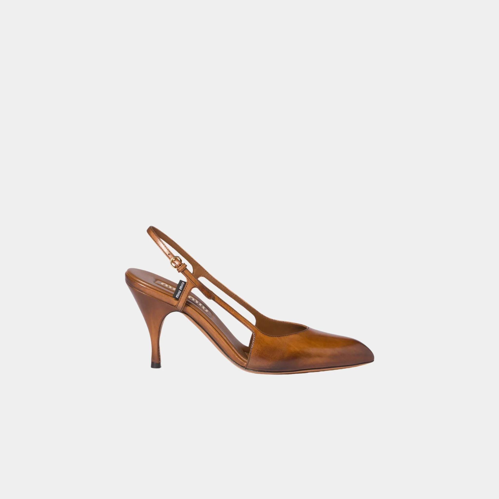 Waxed Calf Leather Slingback Pumps - Image 2