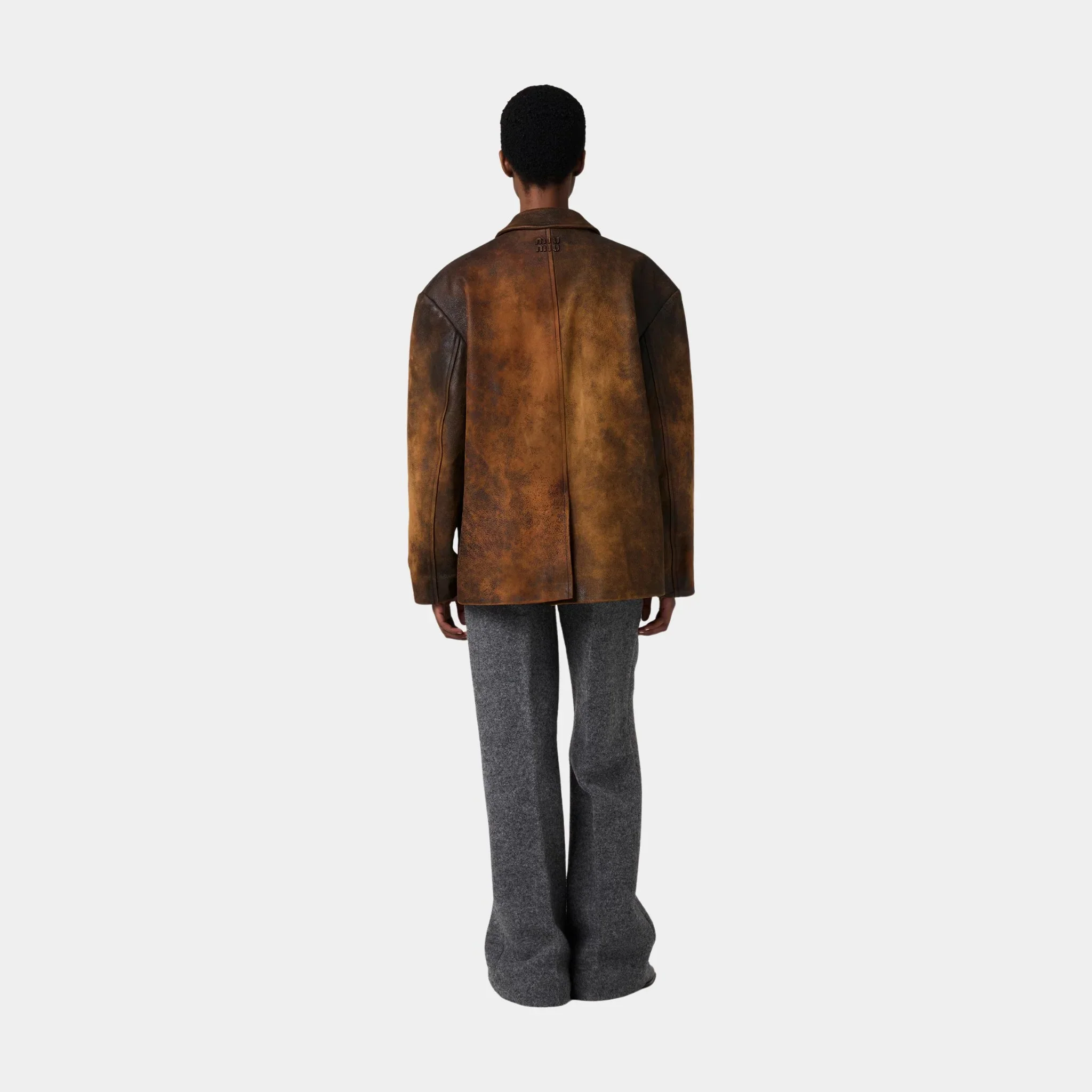 Waxed Suede Leather Buttoned Jacket - Image 3