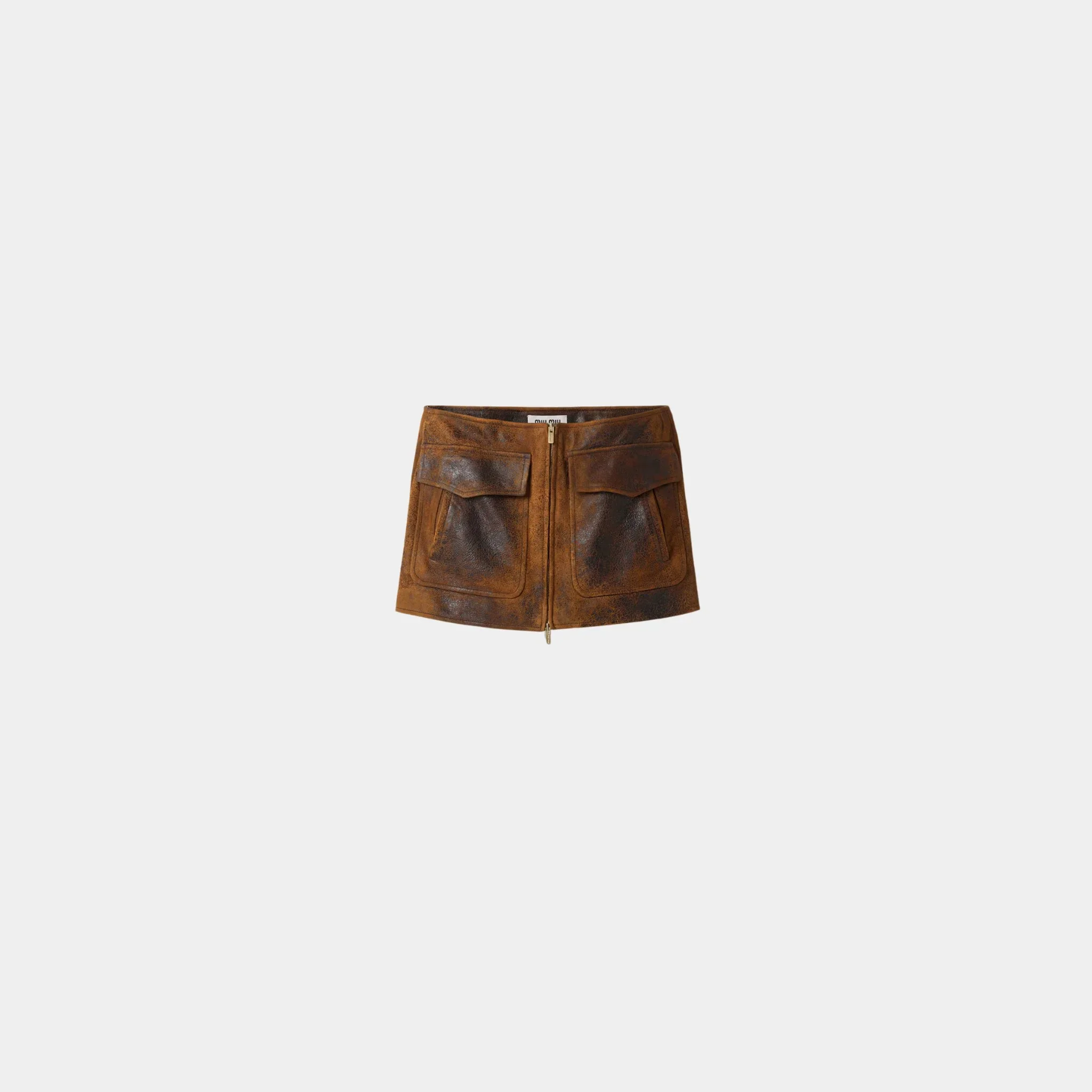 Waxed Suede Leather Mini-skirt