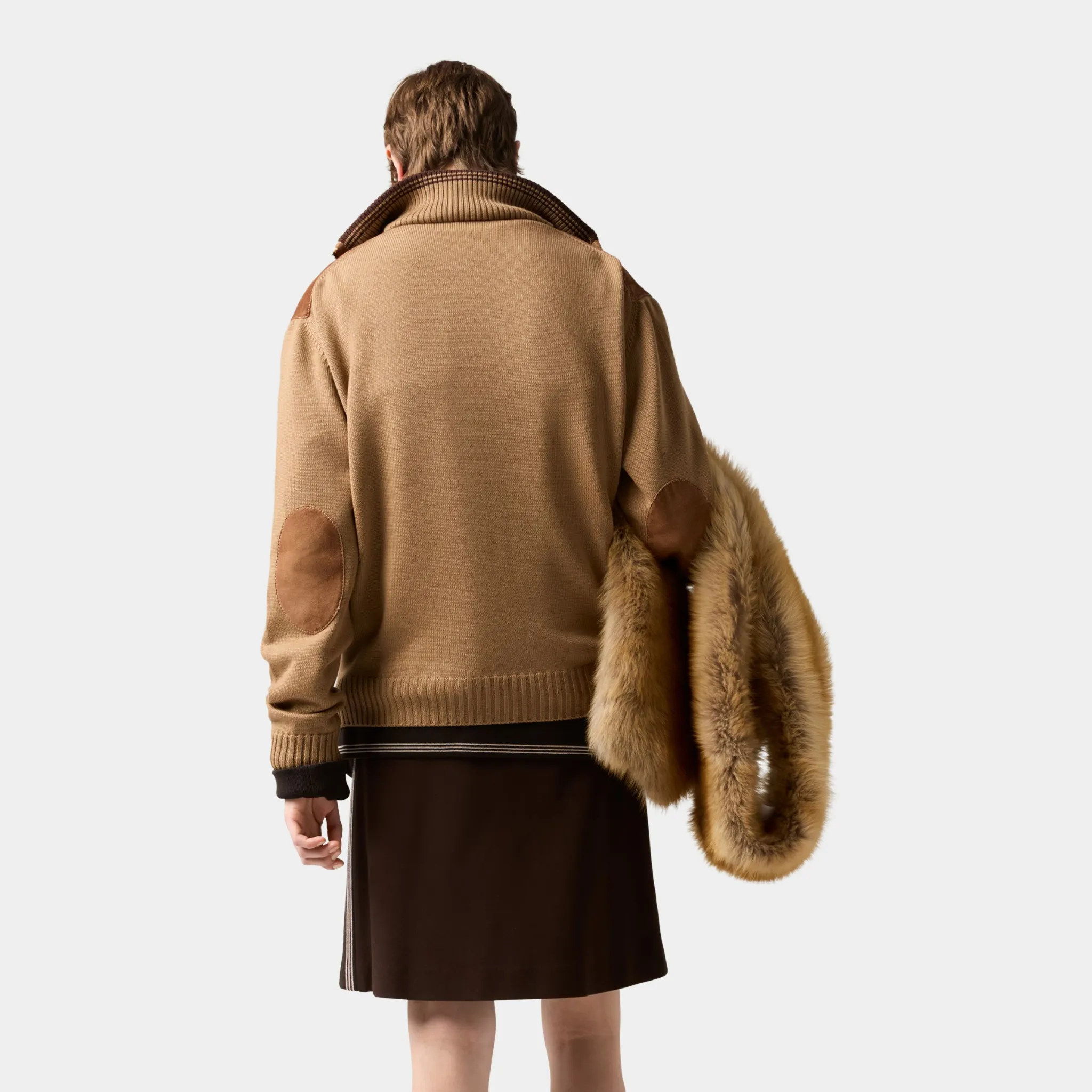 Wool and Leather Zipper Cardigan - Image 2