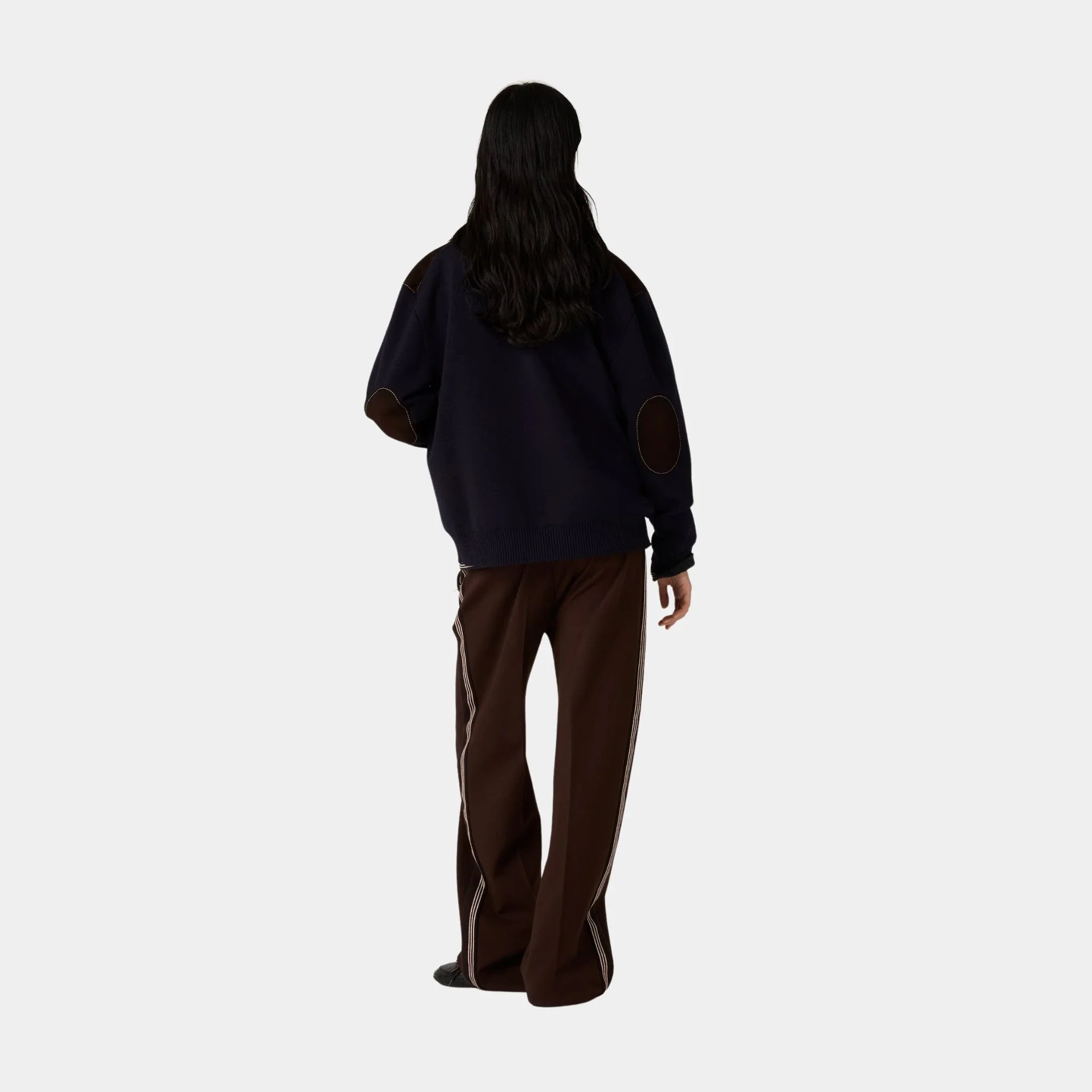 Wool and Leather Zipper Oversized Cardigan - Image 2