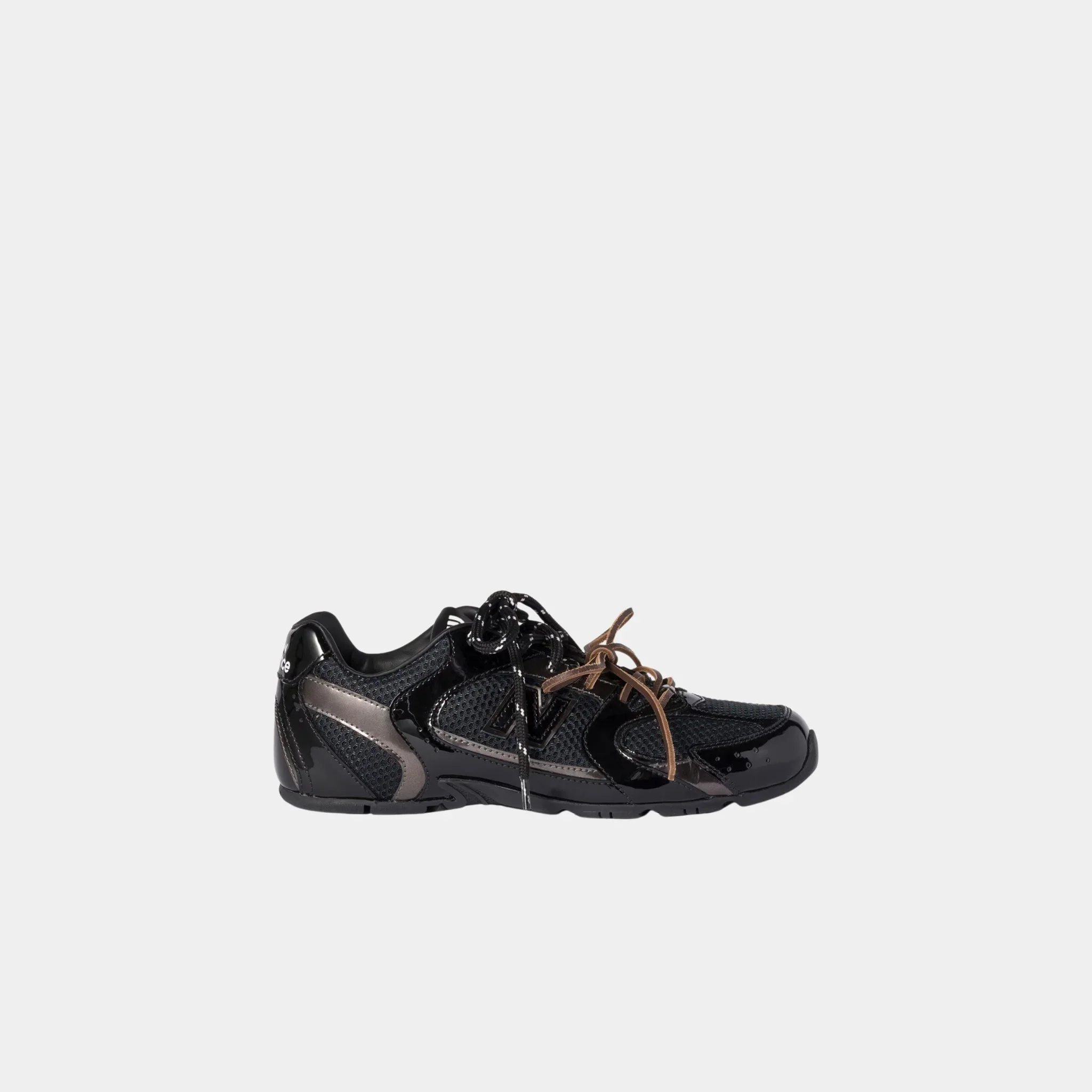 New Balance X Miu Miu 530 SL Patent Leather and Mesh Sneakers - Image 2