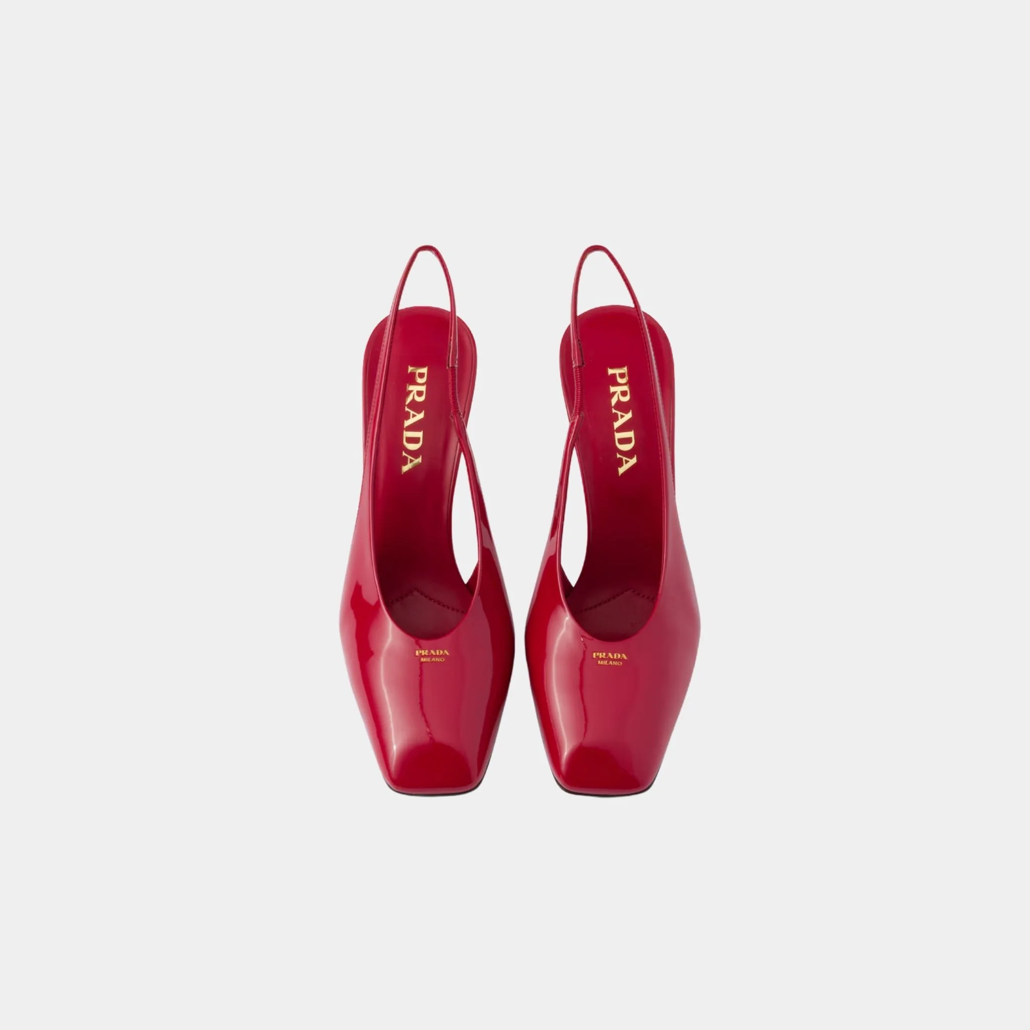 Patent Leather Slingback Pumps With Bound Leather Heel - Image 5
