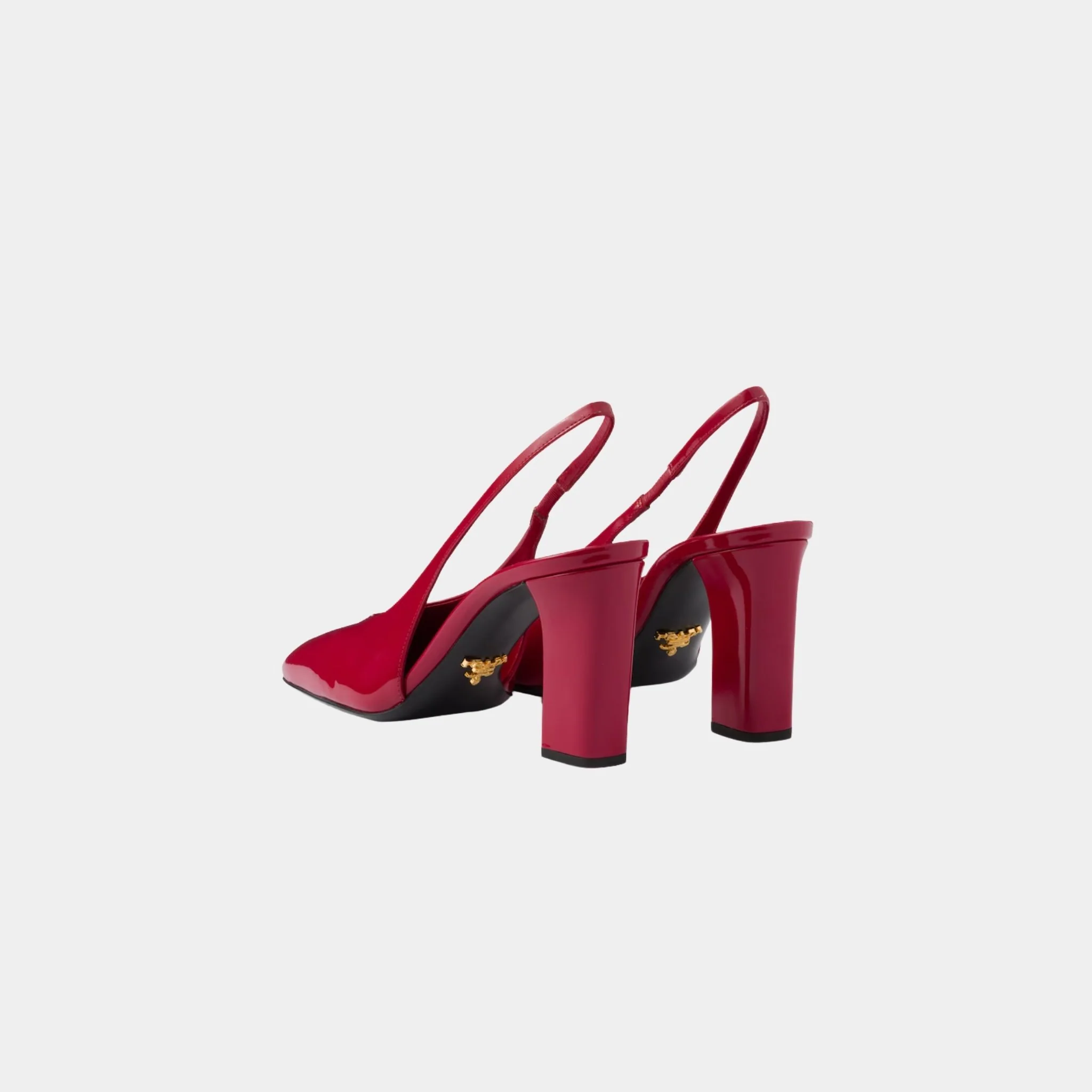 Patent Leather Slingback Pumps With Bound Leather Heel - Image 6