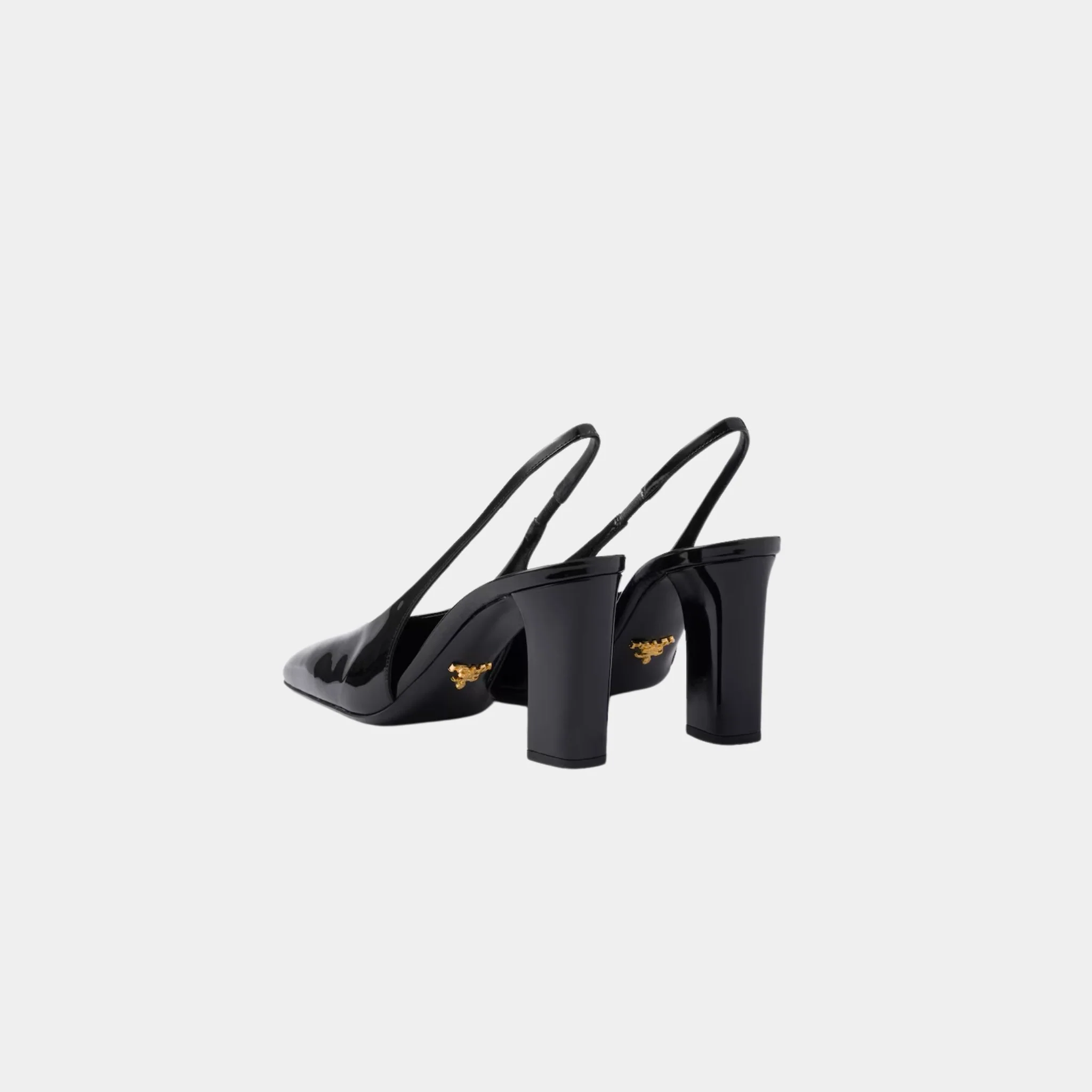 Patent Leather Slingback Pumps With Bound Leather Heel - Image 9