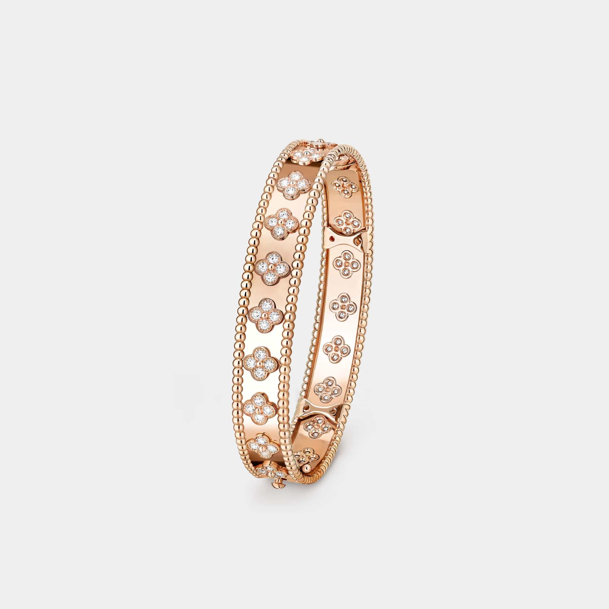 Perlée Clovers Bracelet Medium Model Rose Gold Diamond