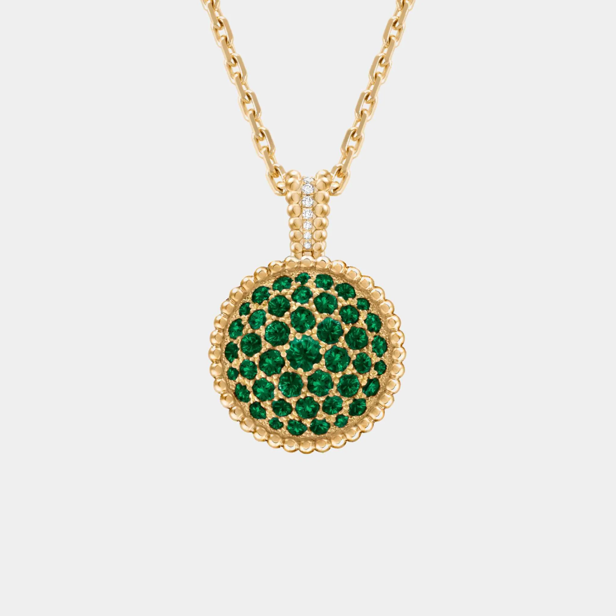 Perlée Secret Pendant Watch yellow Gold Diamond Emerald With Pearl - Image 3