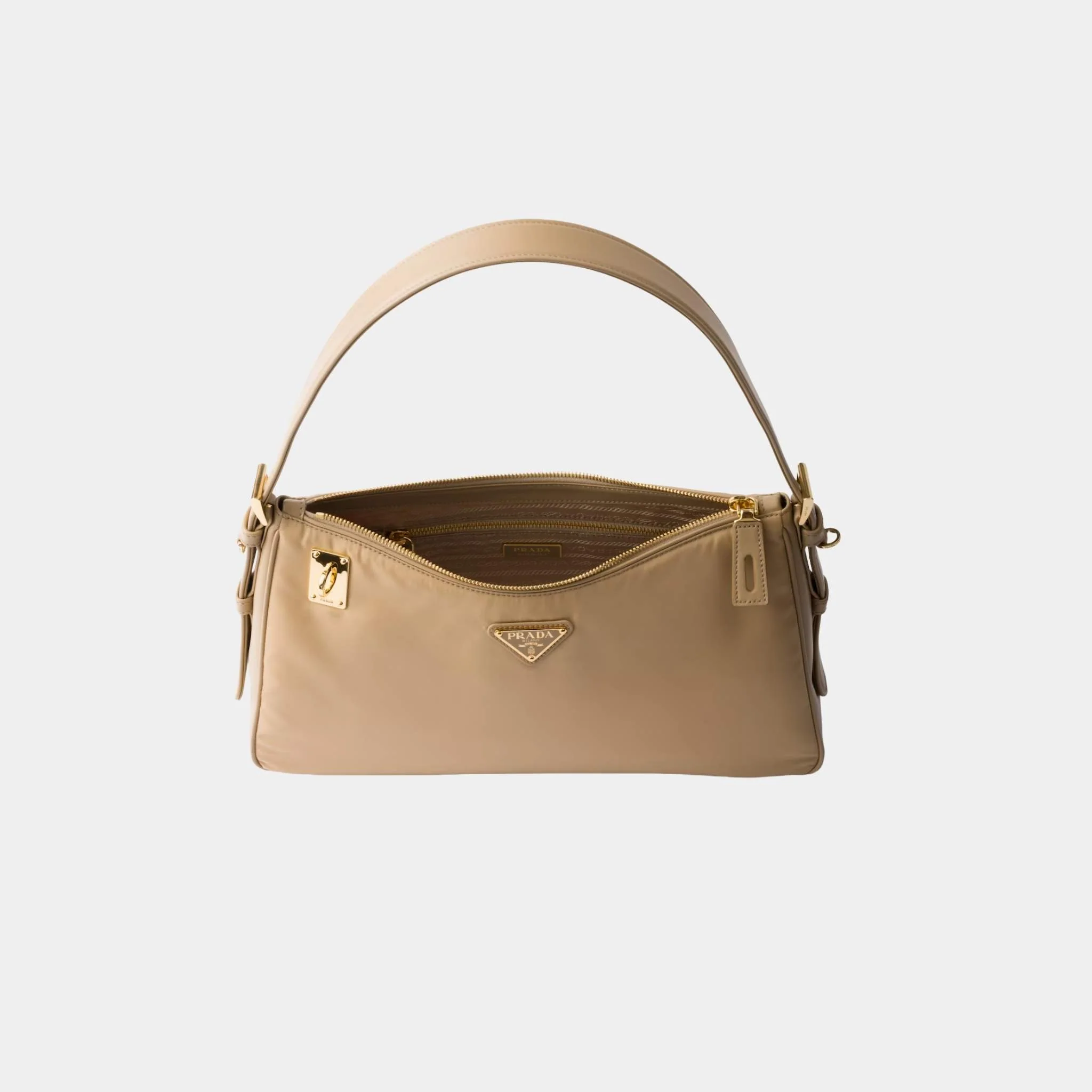 Aimee Large Re-Nylon And Leather Shoulder Bag With Padlock - Image 5