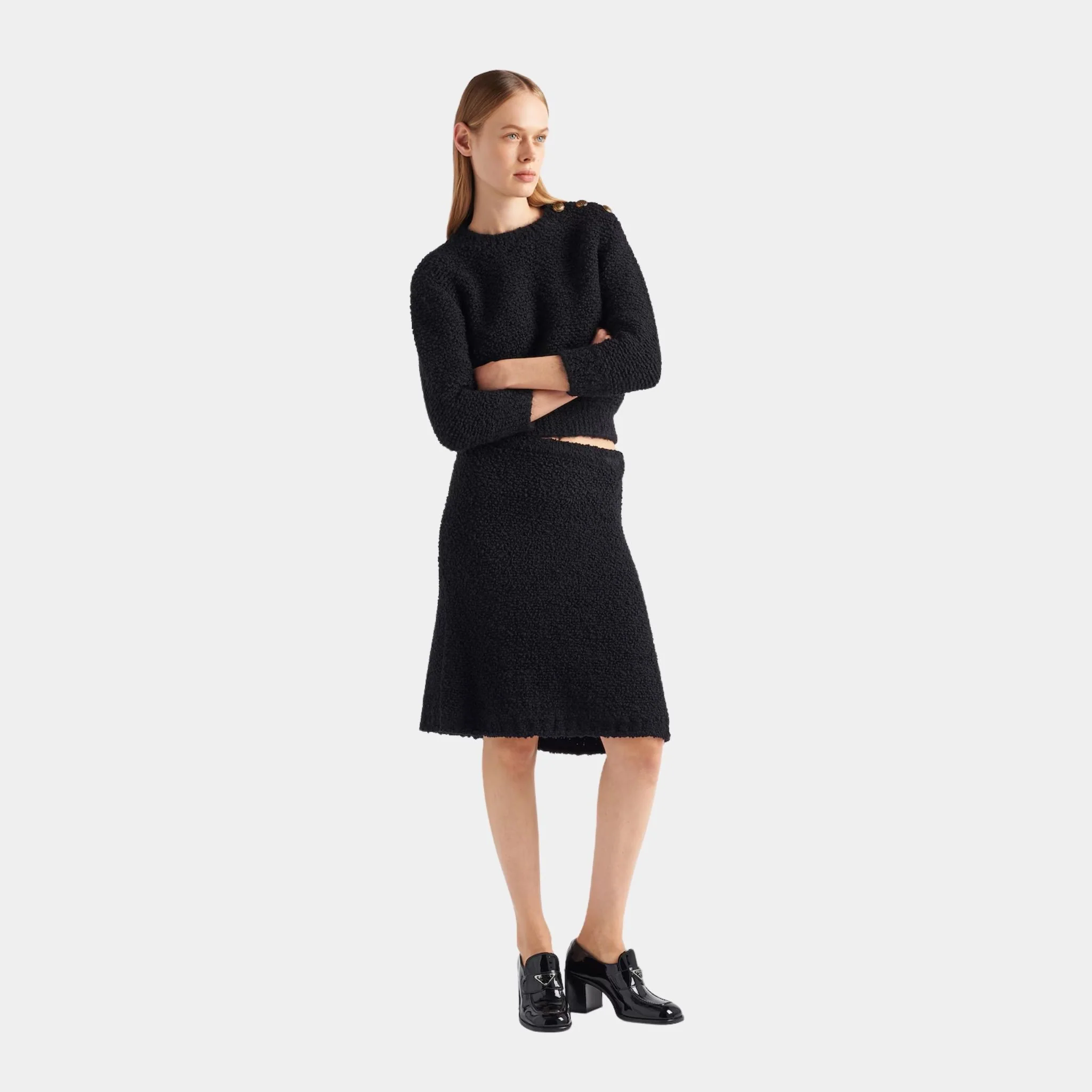 Black Bouclé Mohair Crew-neck Sweater - Image 2