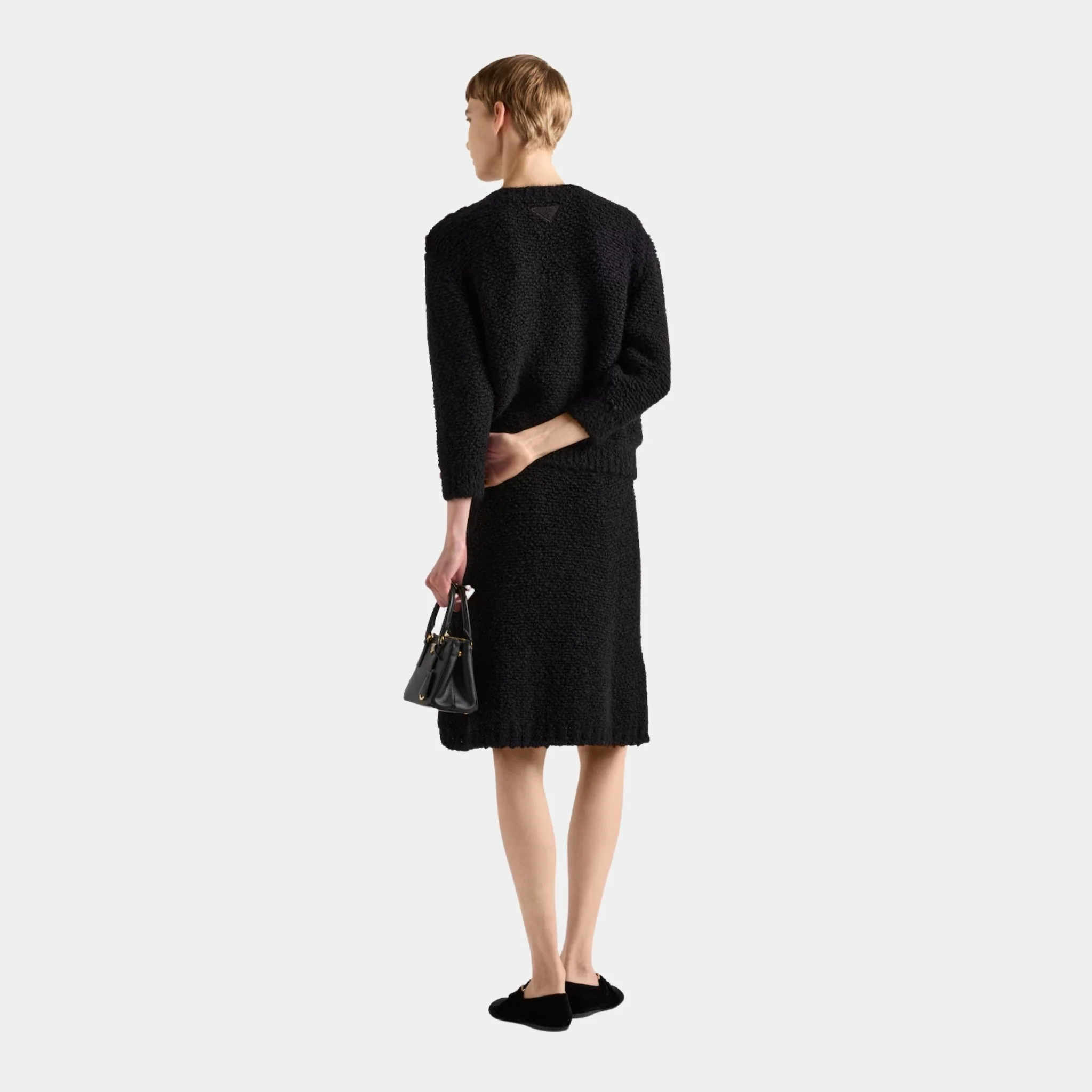 Black Bouclé Mohair Crew-neck Sweater - Image 3