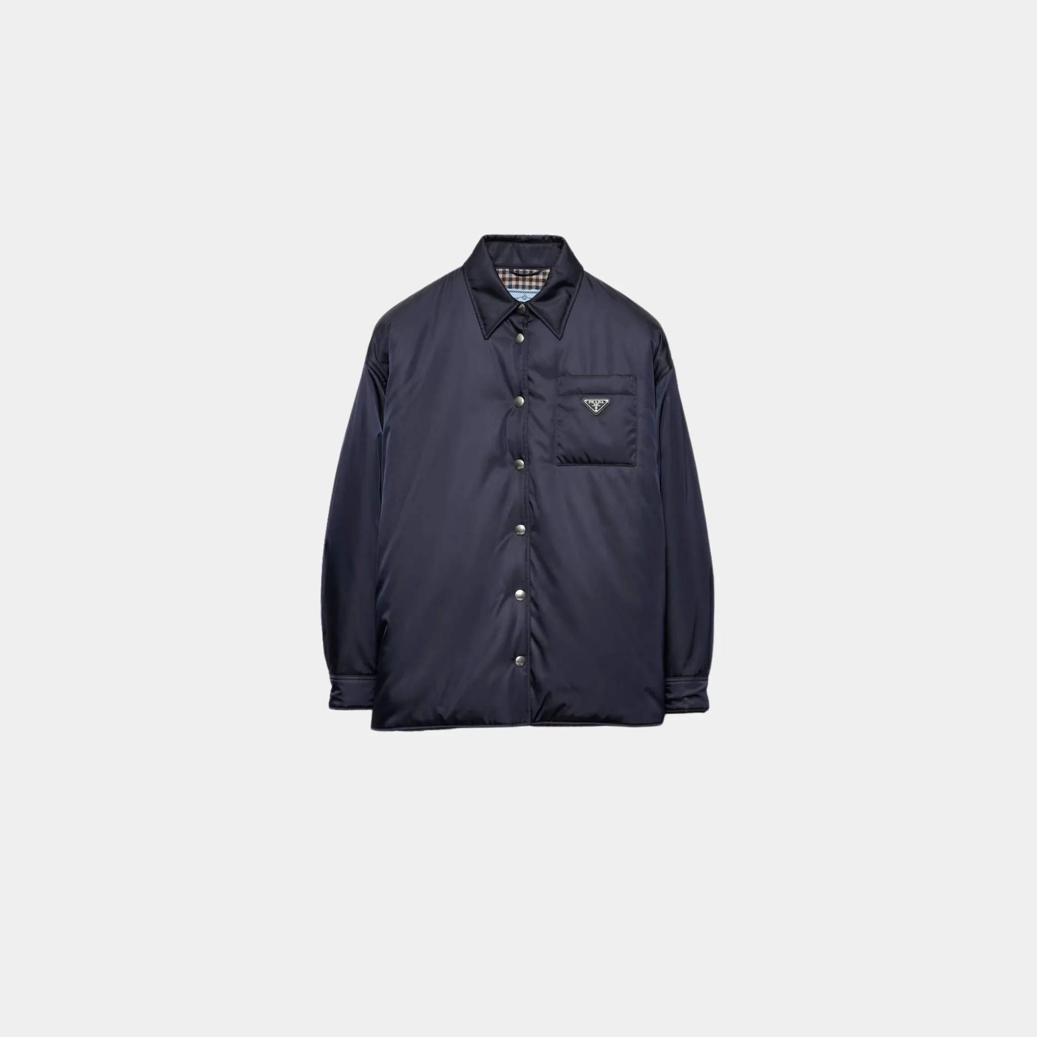 Blue Re-Nylon Shirt-style Collared Blouson Jacket