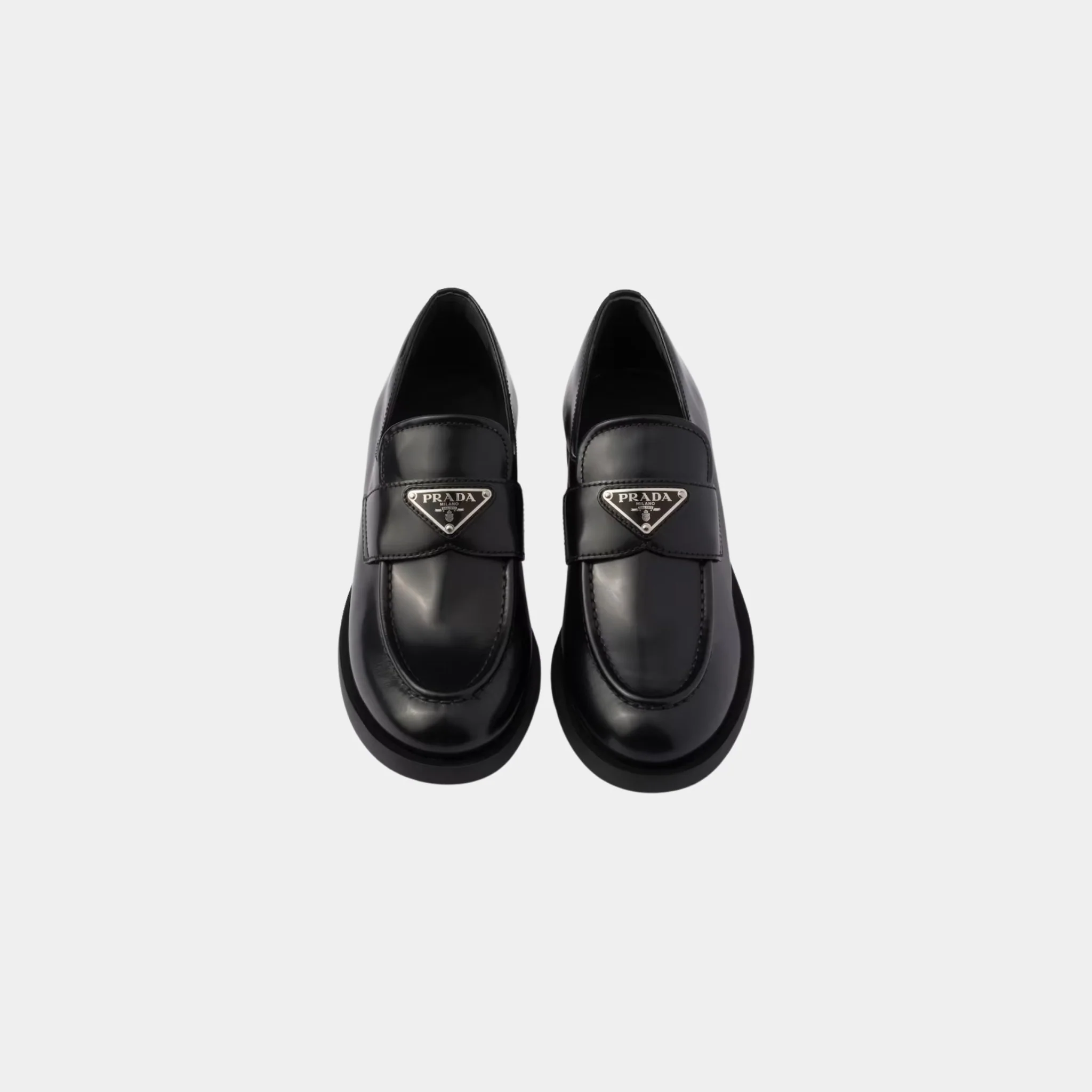 Brushed Leather Heeled Loafers With Tonal Stitching - Image 2