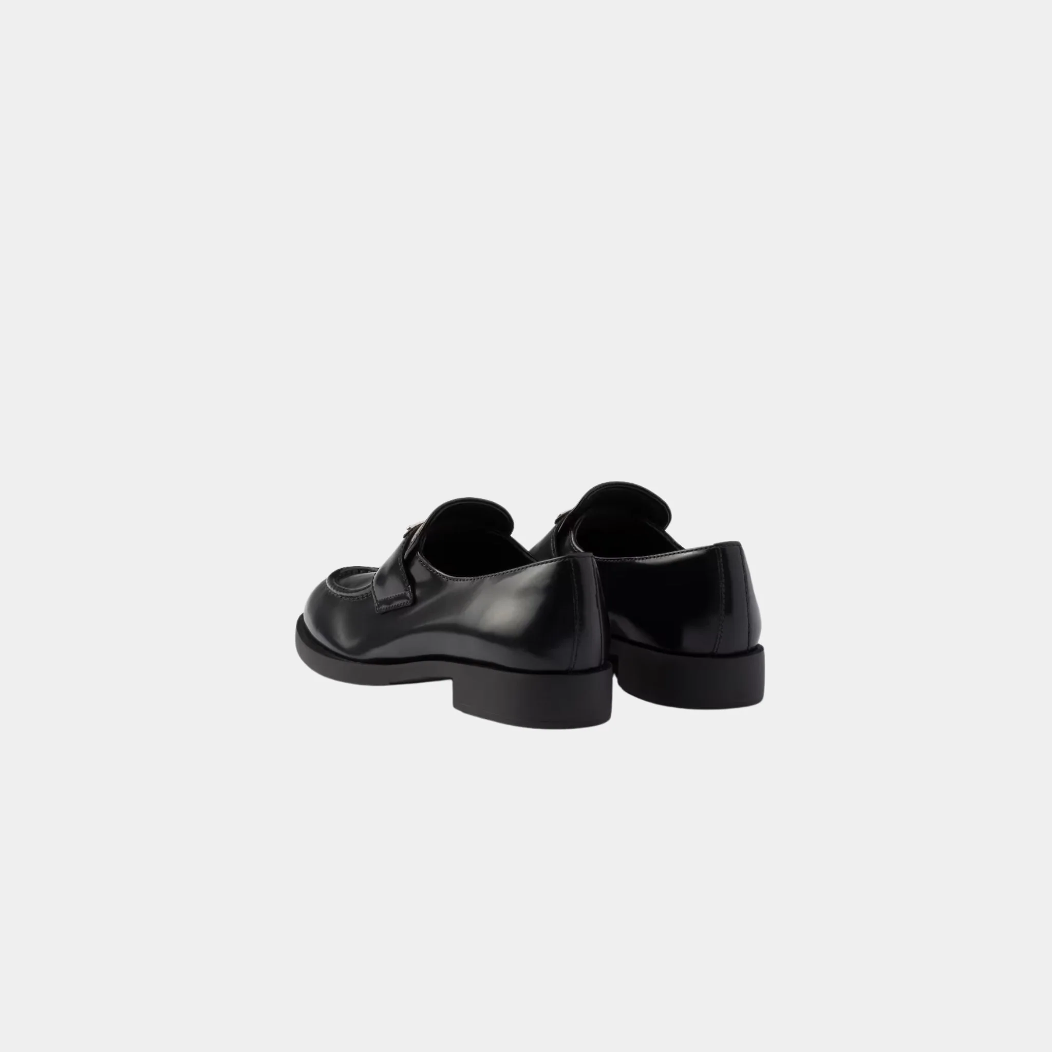Brushed Leather Heeled Loafers With Tonal Stitching - Image 3