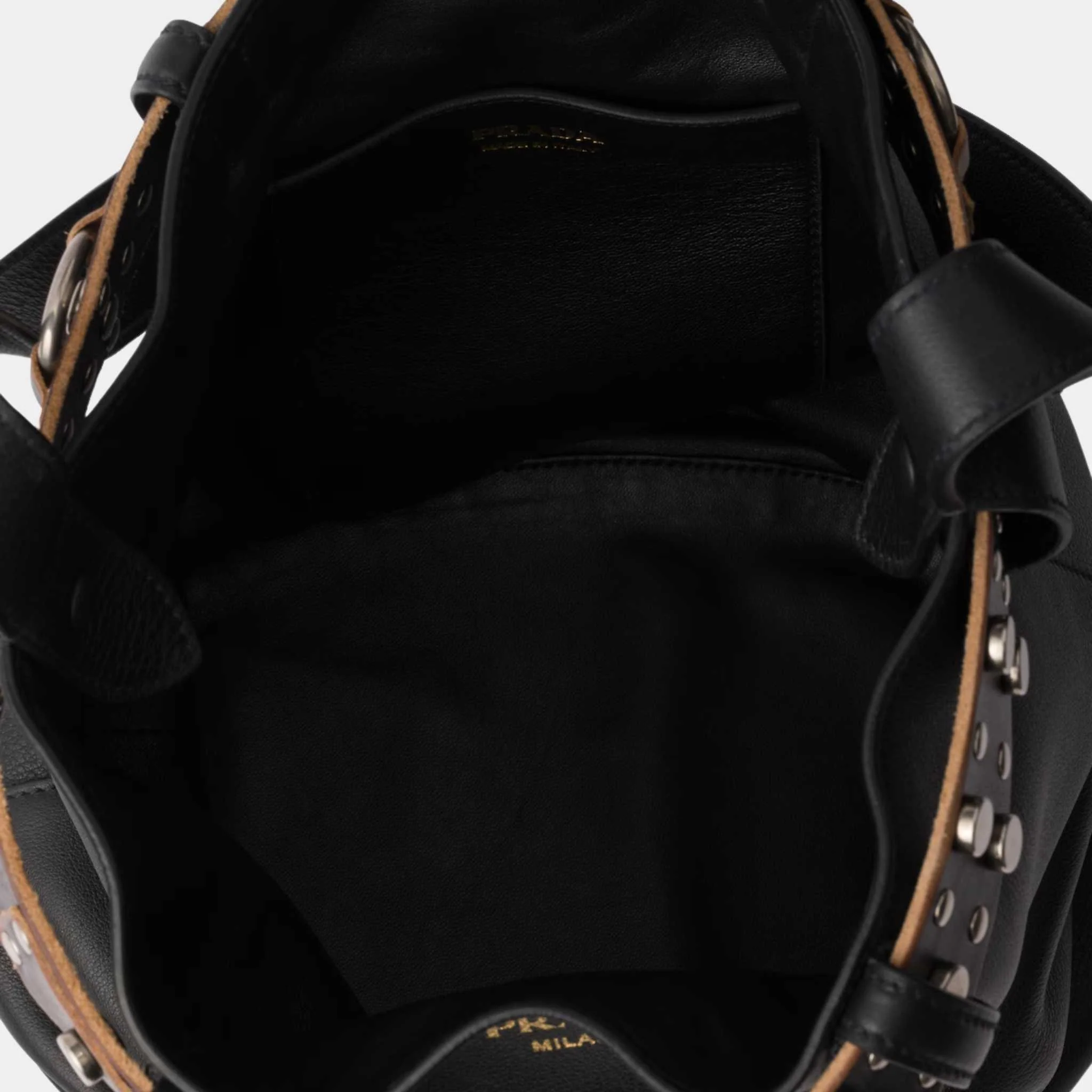 Buckle Leather Bucket Bag With Studded Belt - Image 2