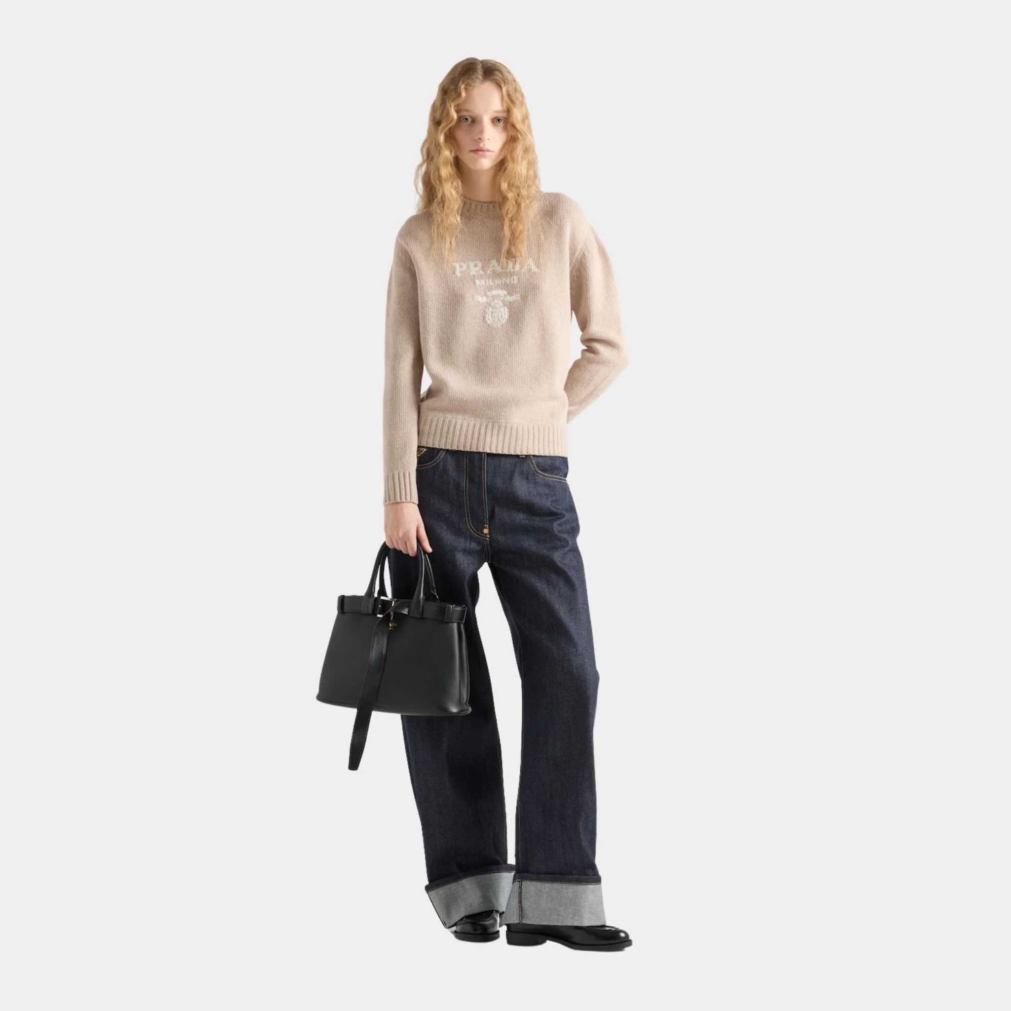 Cashmere and Wool Prada Logo Crew-neck Sweater - Image 11