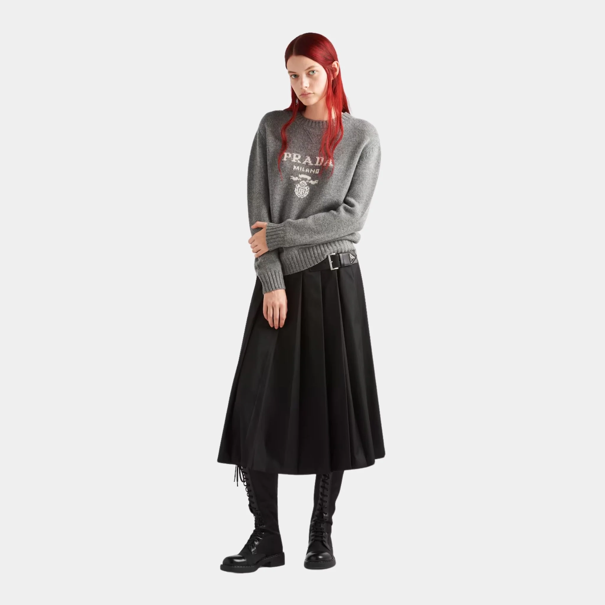 Cashmere and Wool Prada Logo Crew-neck Sweater - Image 5