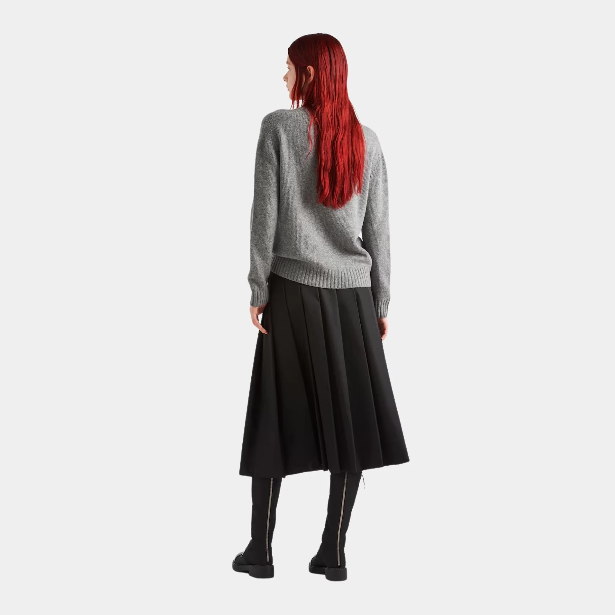 Cashmere and Wool Prada Logo Crew-neck Sweater - Image 6