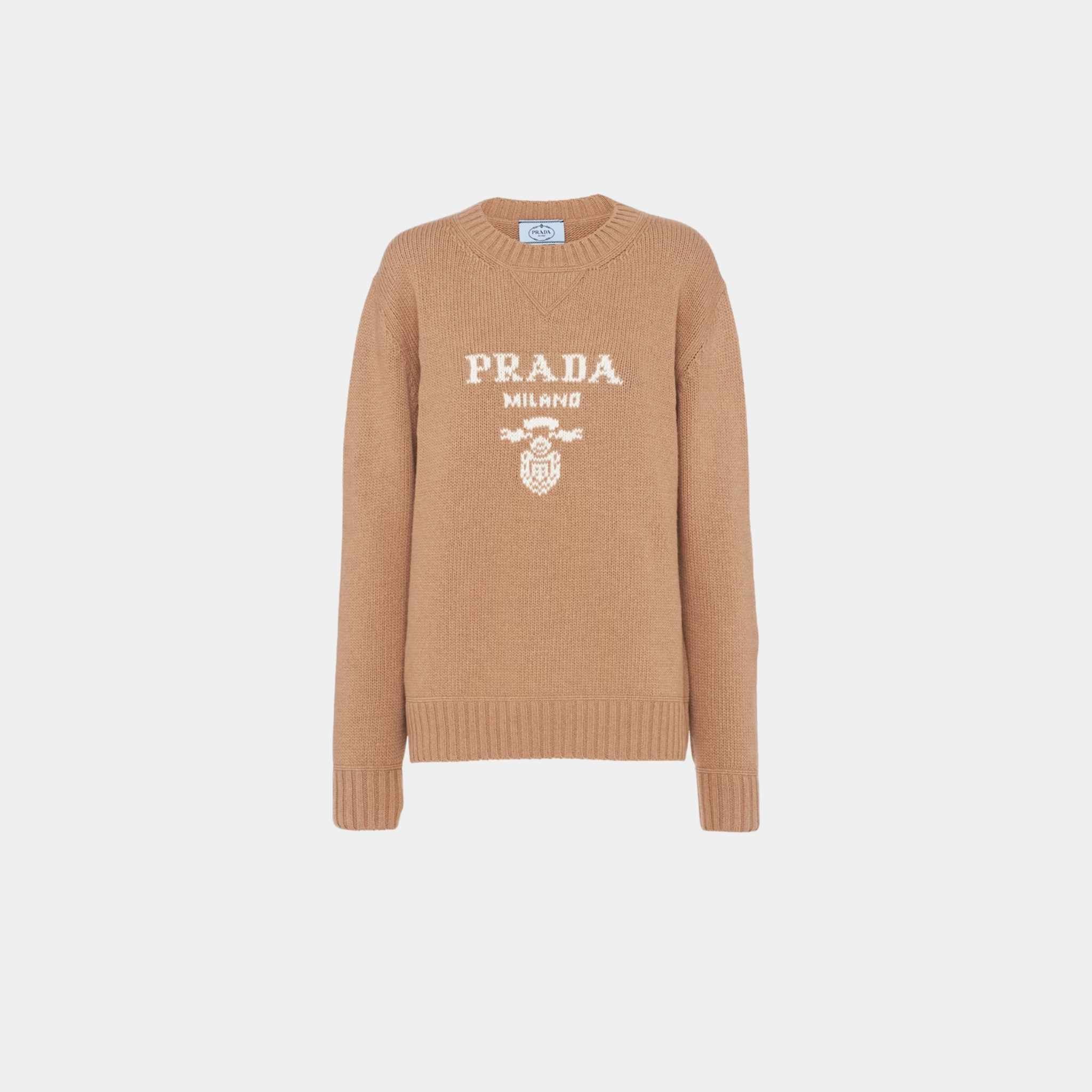 Cashmere and Wool Prada Logo Crew-neck Sweater - Image 7