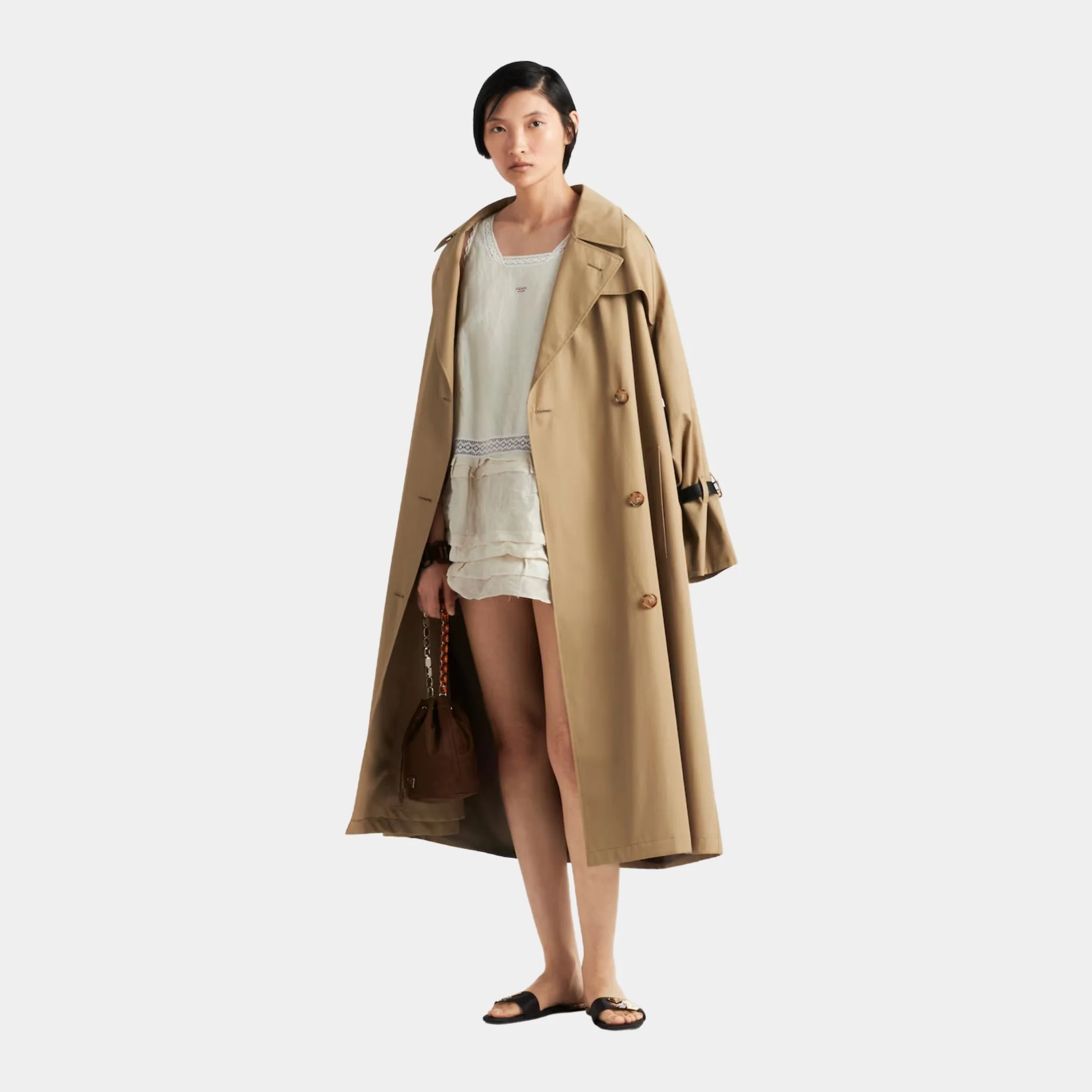 Double-breasted Cord Cotton Twill Trench Coat - Image 2