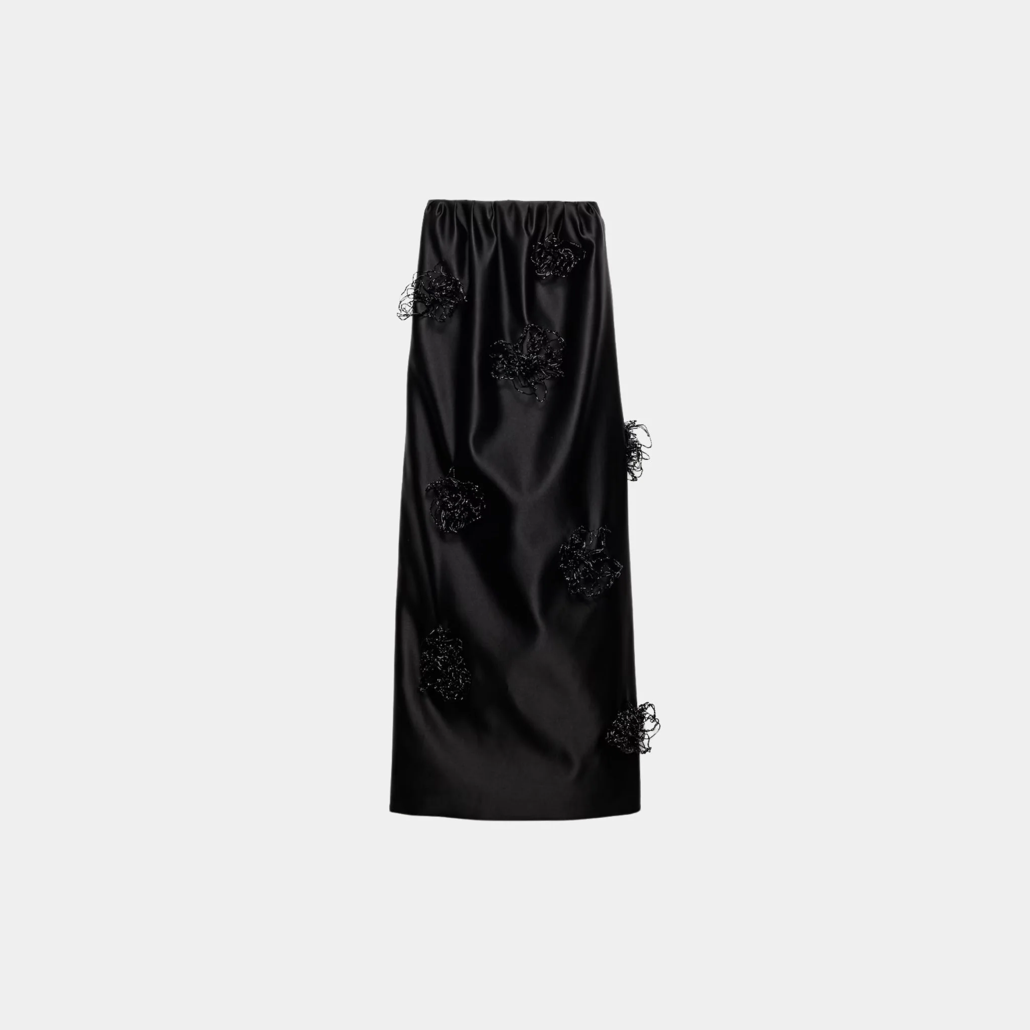 Long Embroidered Double Satin Skirt