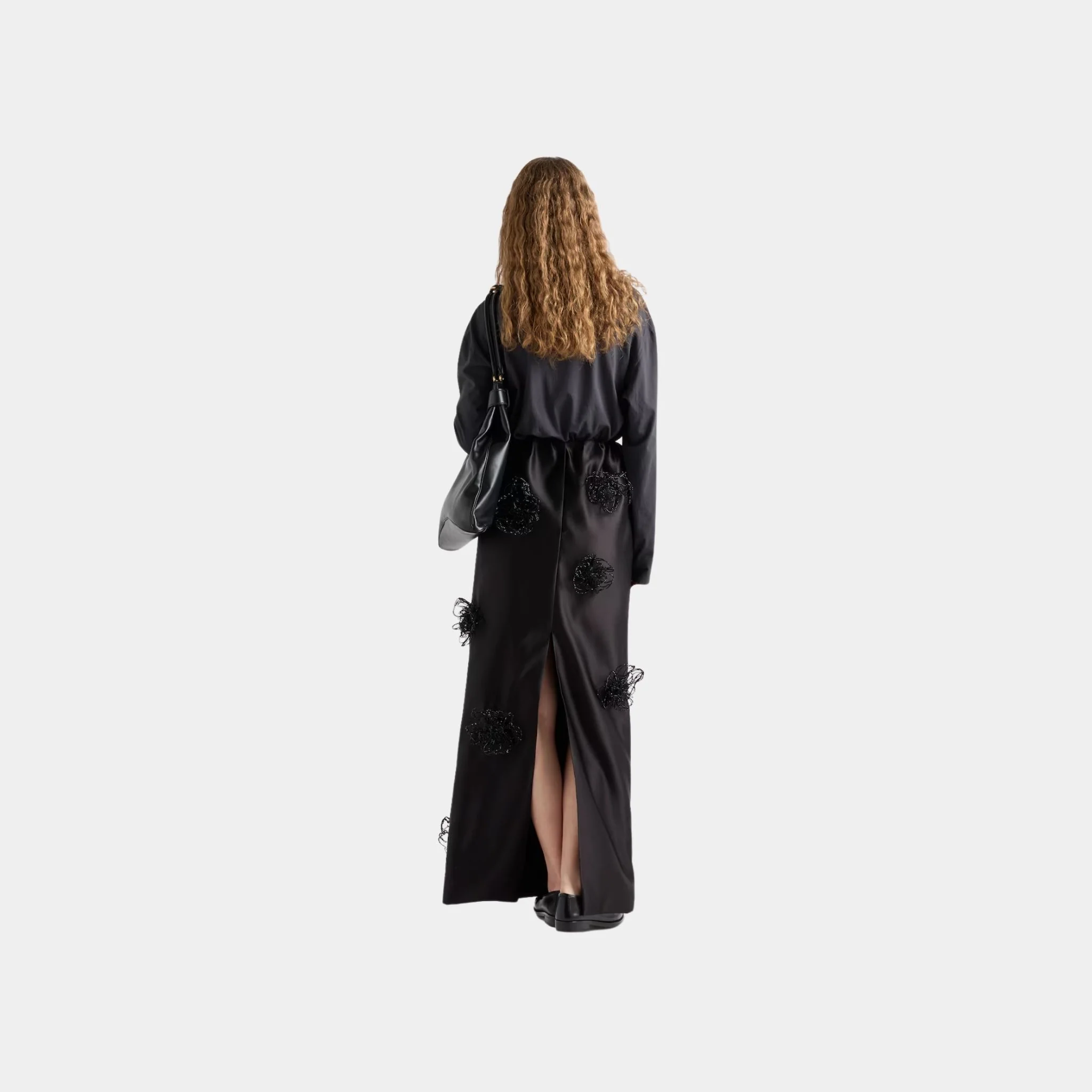 Long Embroidered Double Satin Skirt - Image 2