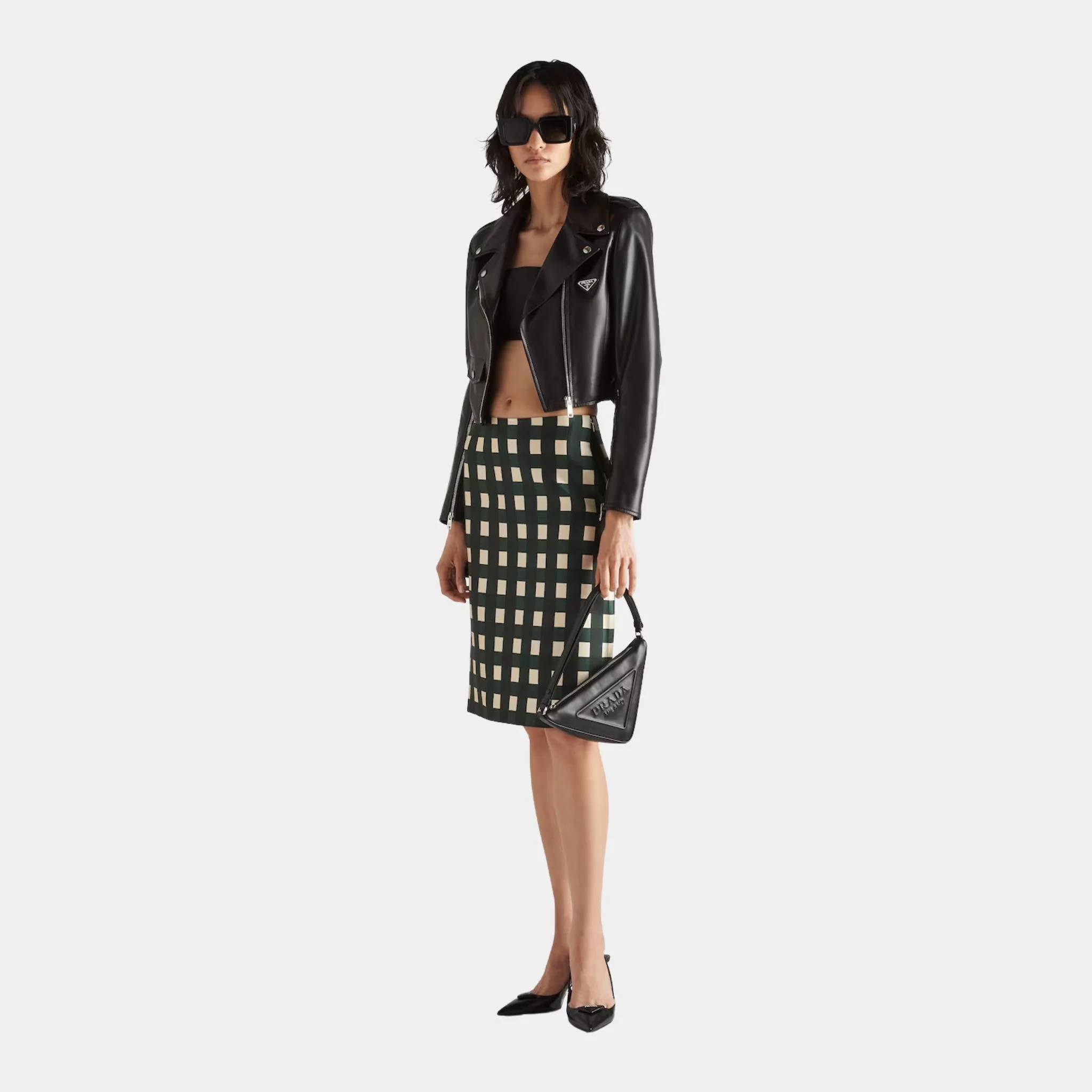 Nappa Black Leather Biker Cropped Jacket - Image 2
