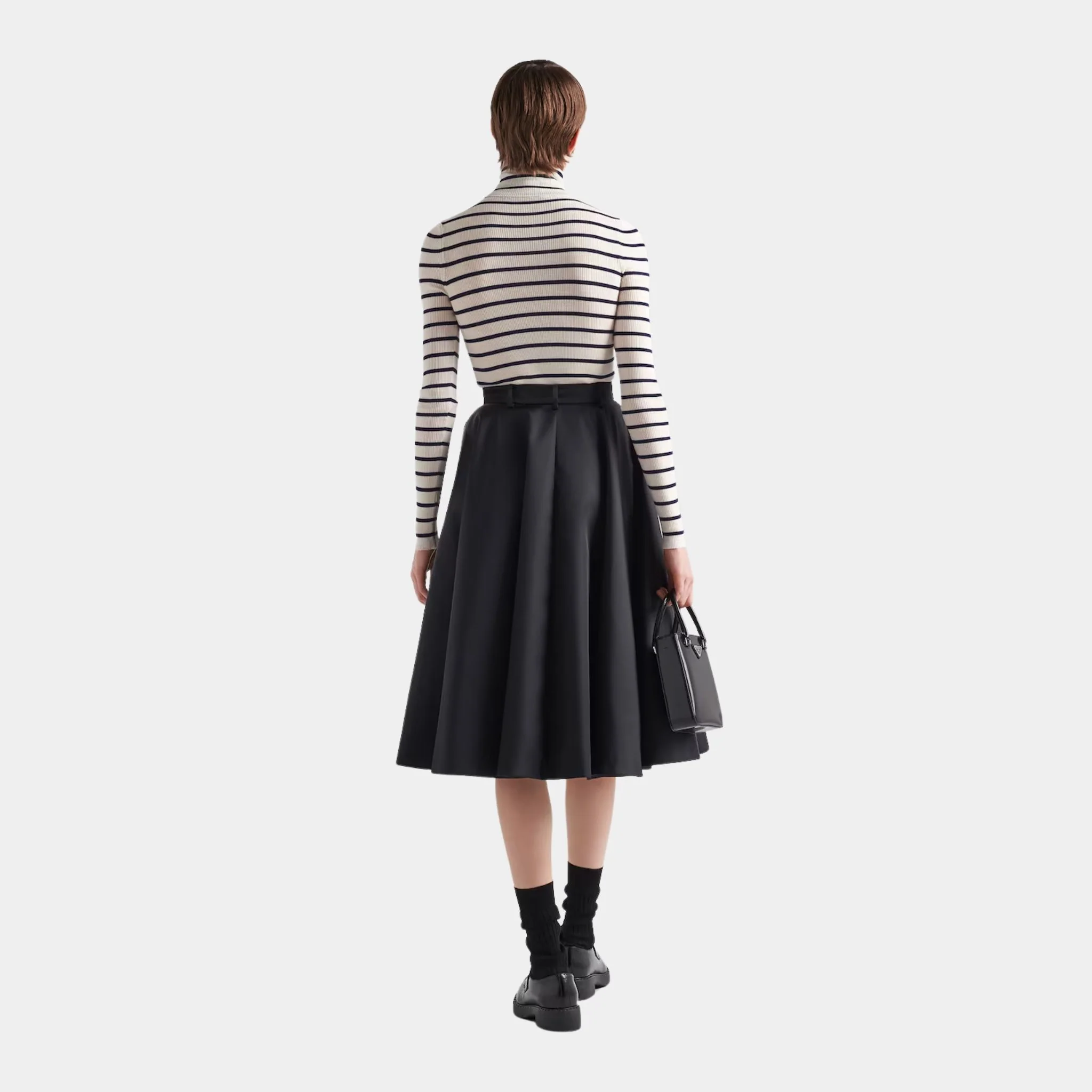 Re-Nylon Black Lined Pleated Skirt - Image 3