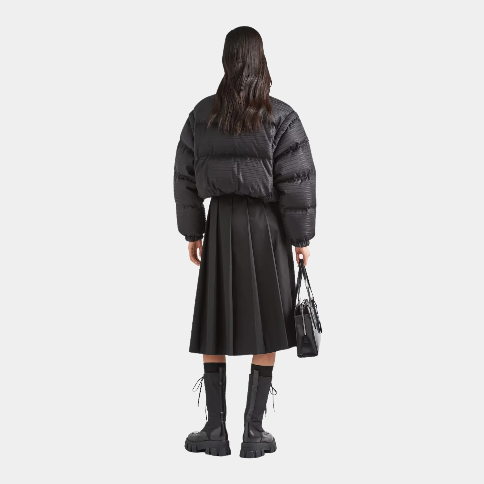 Re-Nylon Cropped Hooded Down Jacket - Image 3