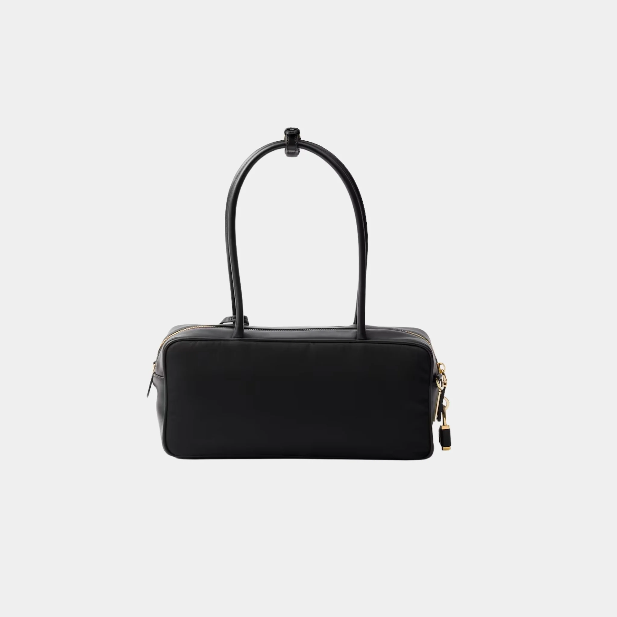 Re-Nylon And Leather Small Top Handle Bag With Padlock - Image 3