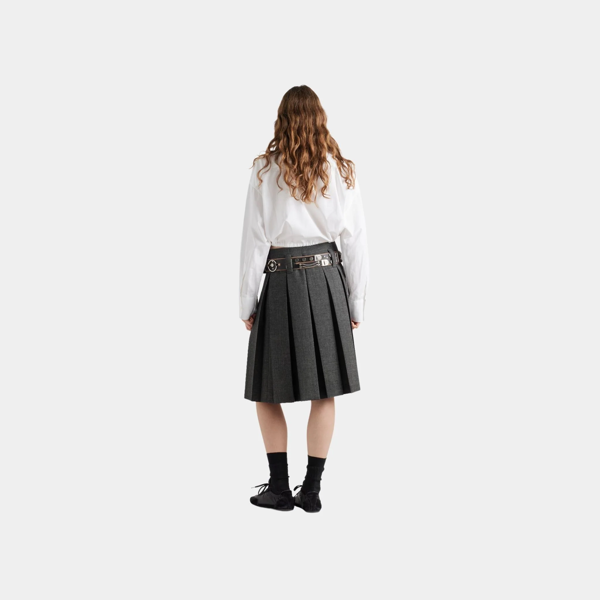 Rush Stitch Skirt With Studded Leather Belt - Image 2
