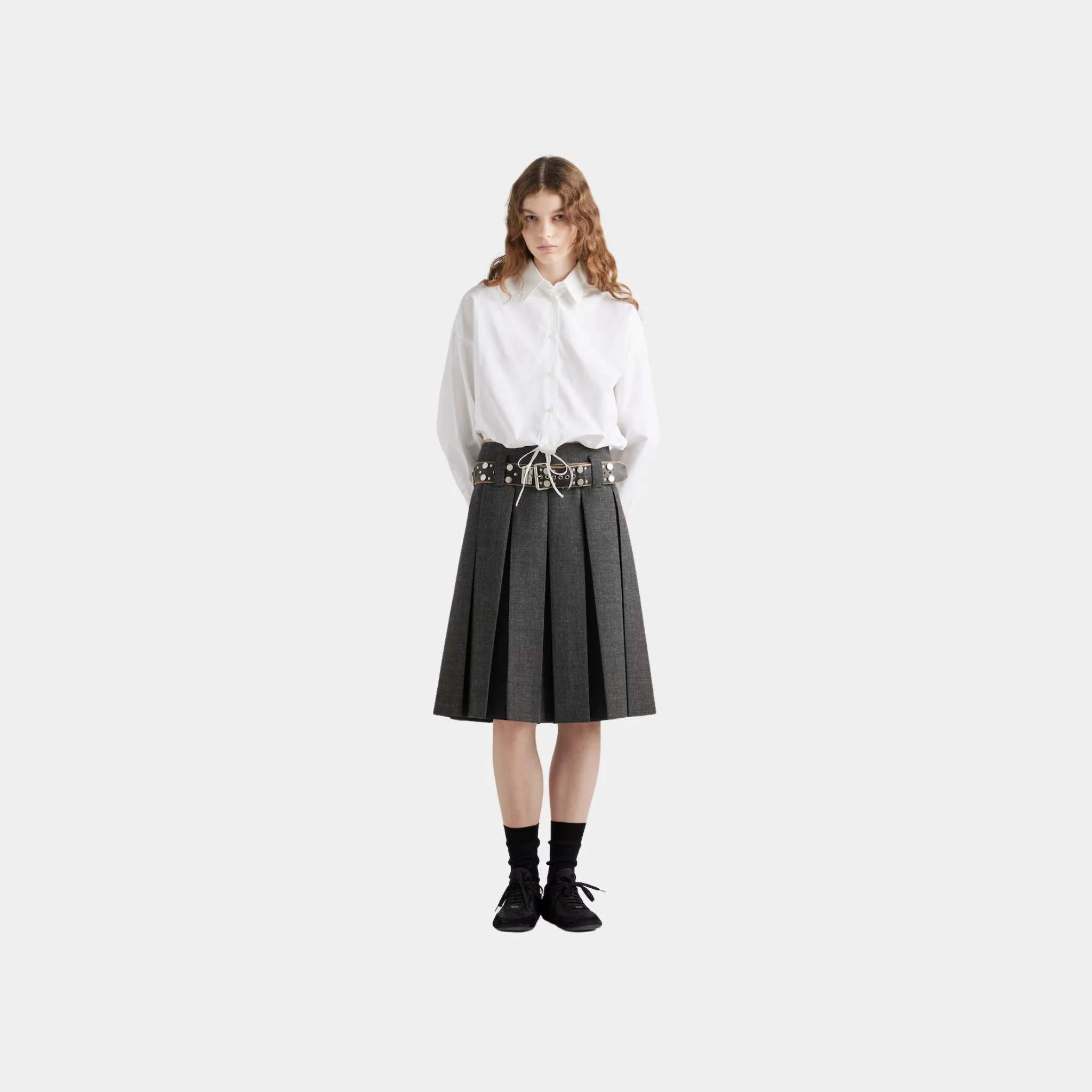 Rush Stitch Skirt With Studded Leather Belt - Image 3