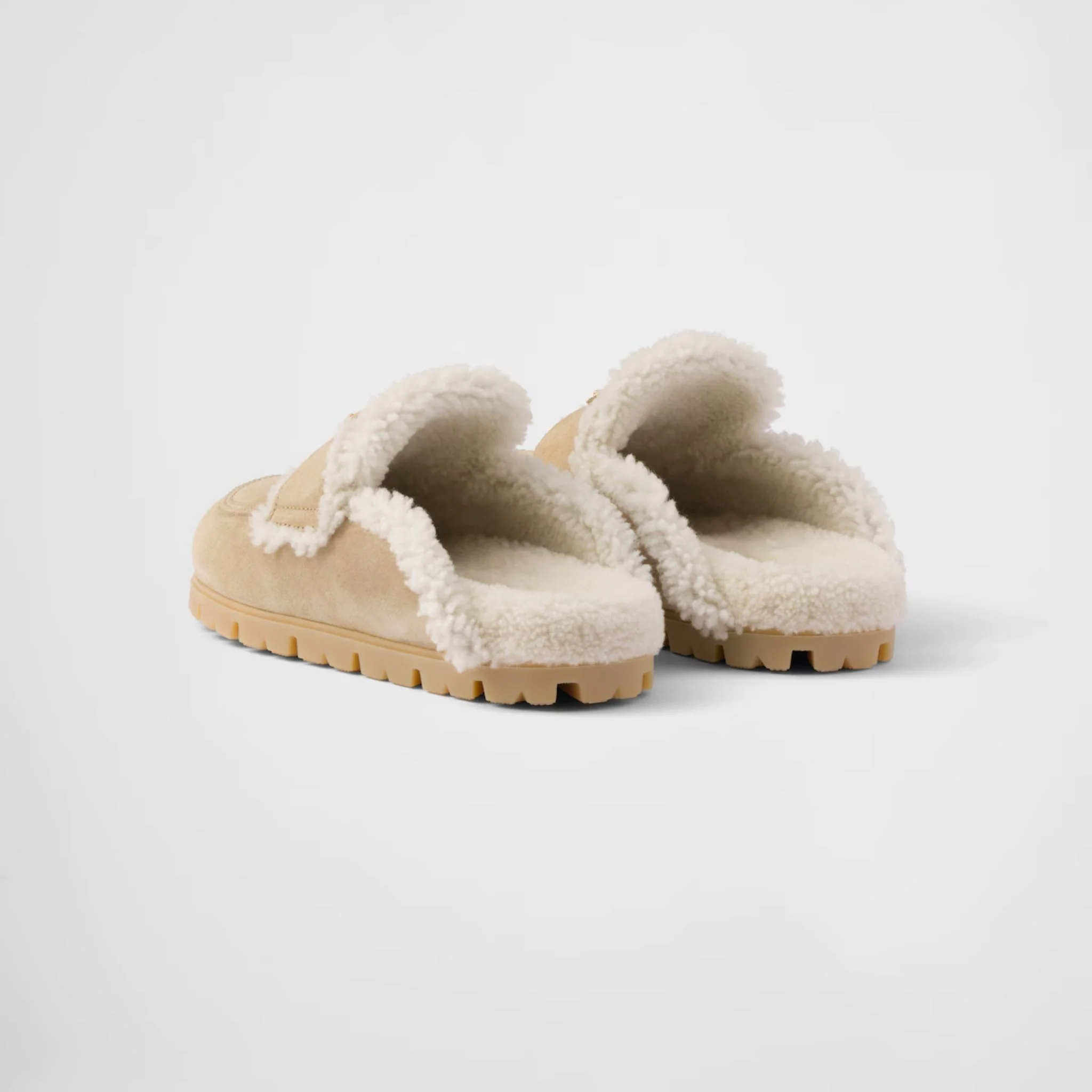Suede And Shearling Slippers With Lug Tread - Image 3