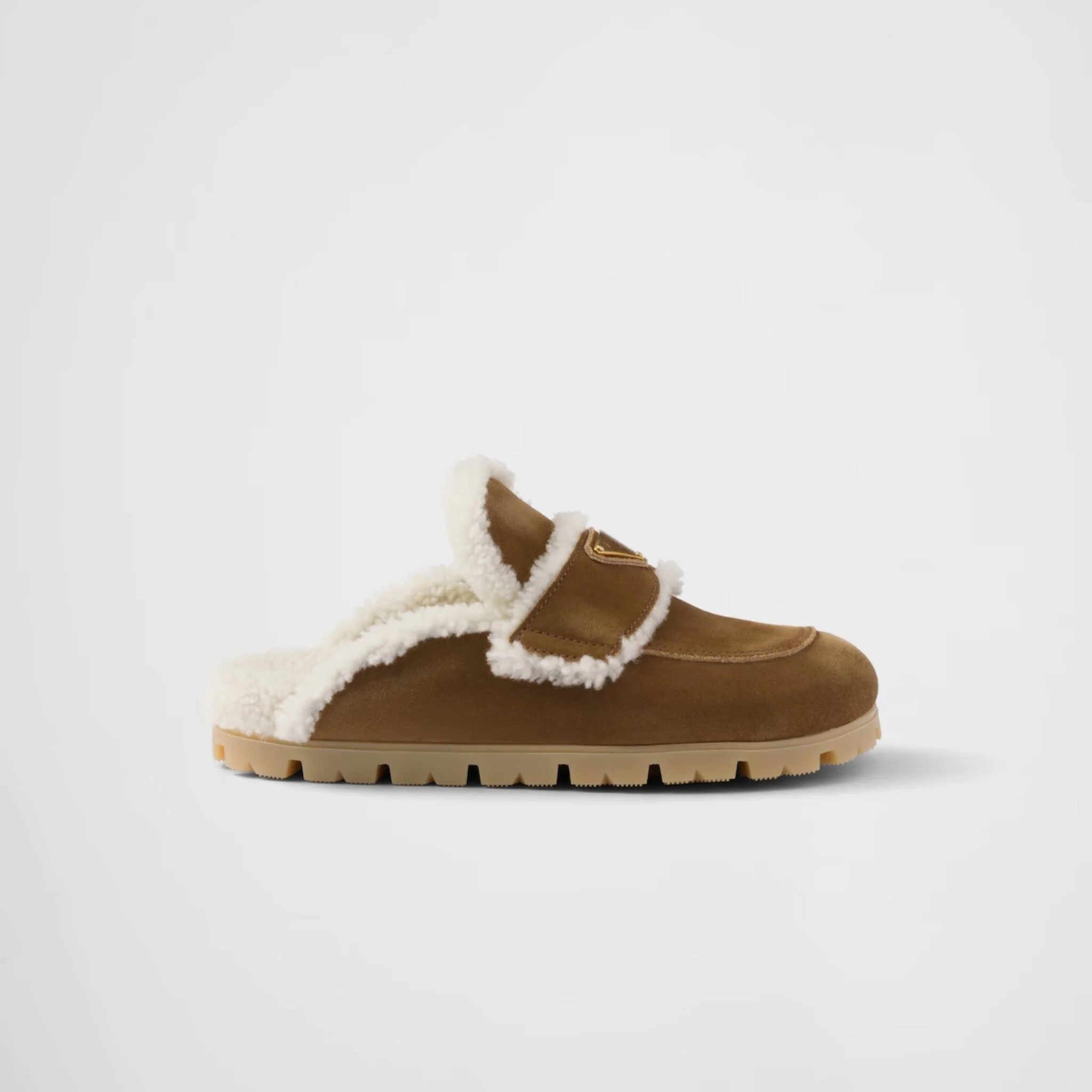 Suede And Shearling Slippers With Lug Tread - Image 4