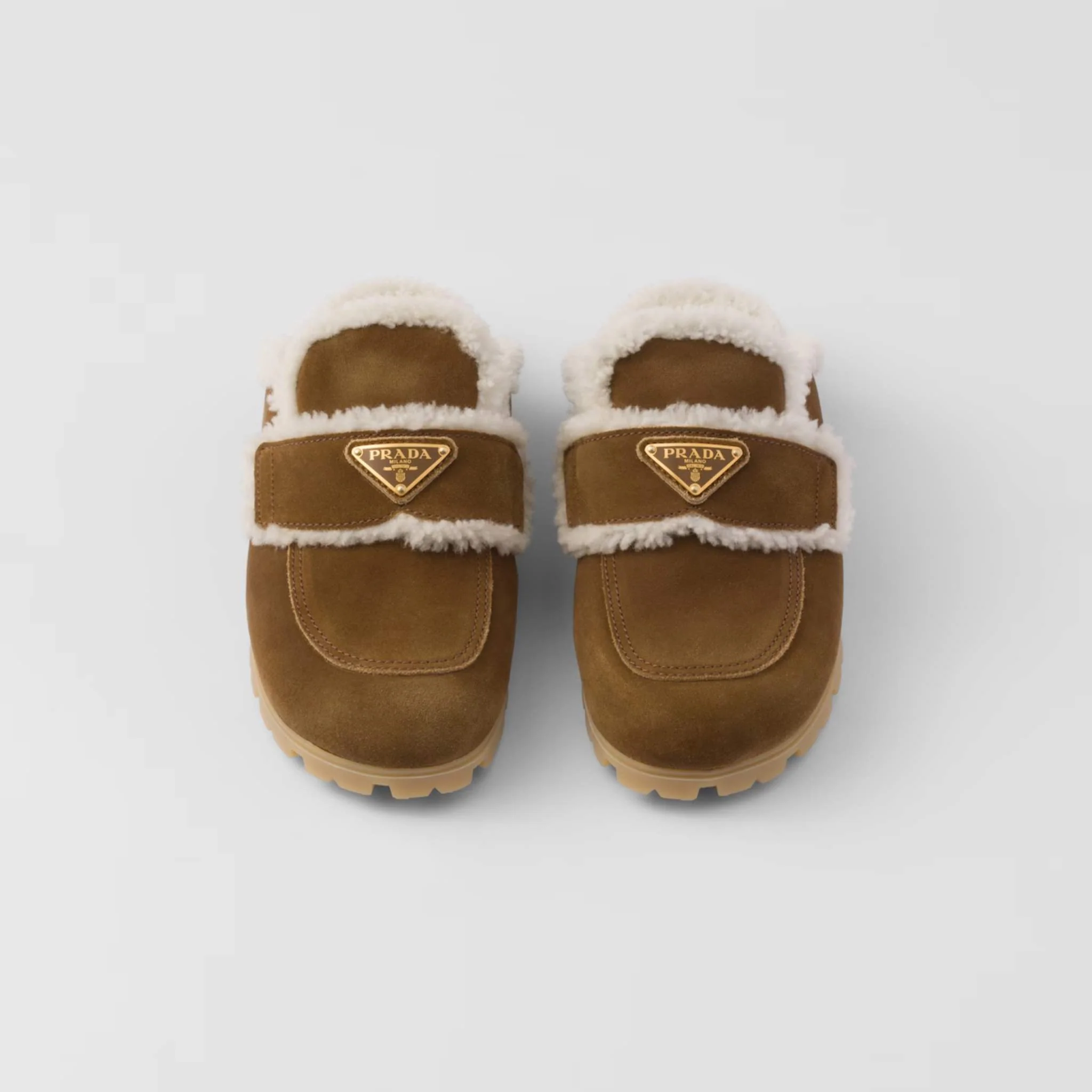 Suede And Shearling Slippers With Lug Tread - Image 5