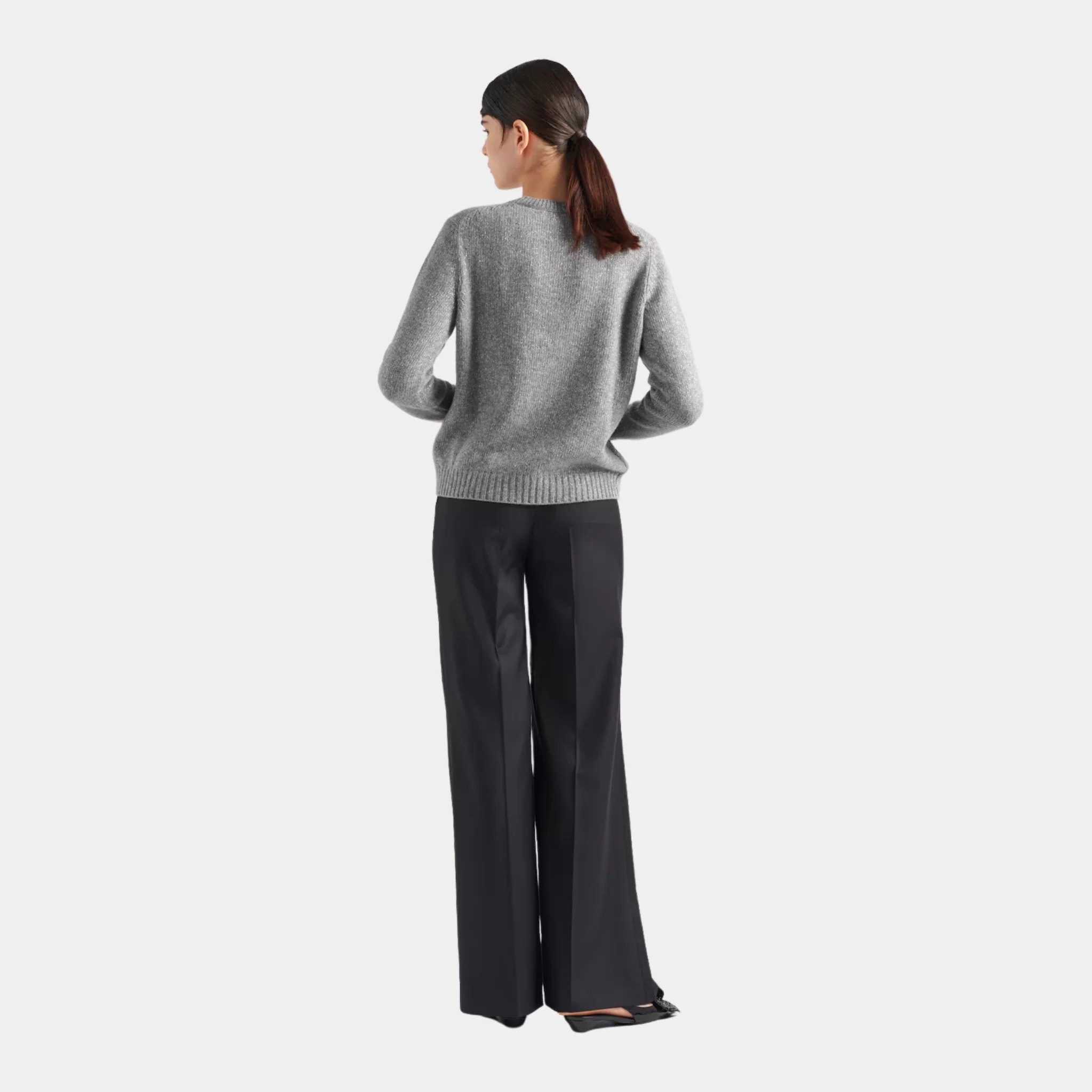 Wool Cashmere and Lamé Crew-neck Sweater - Image 3