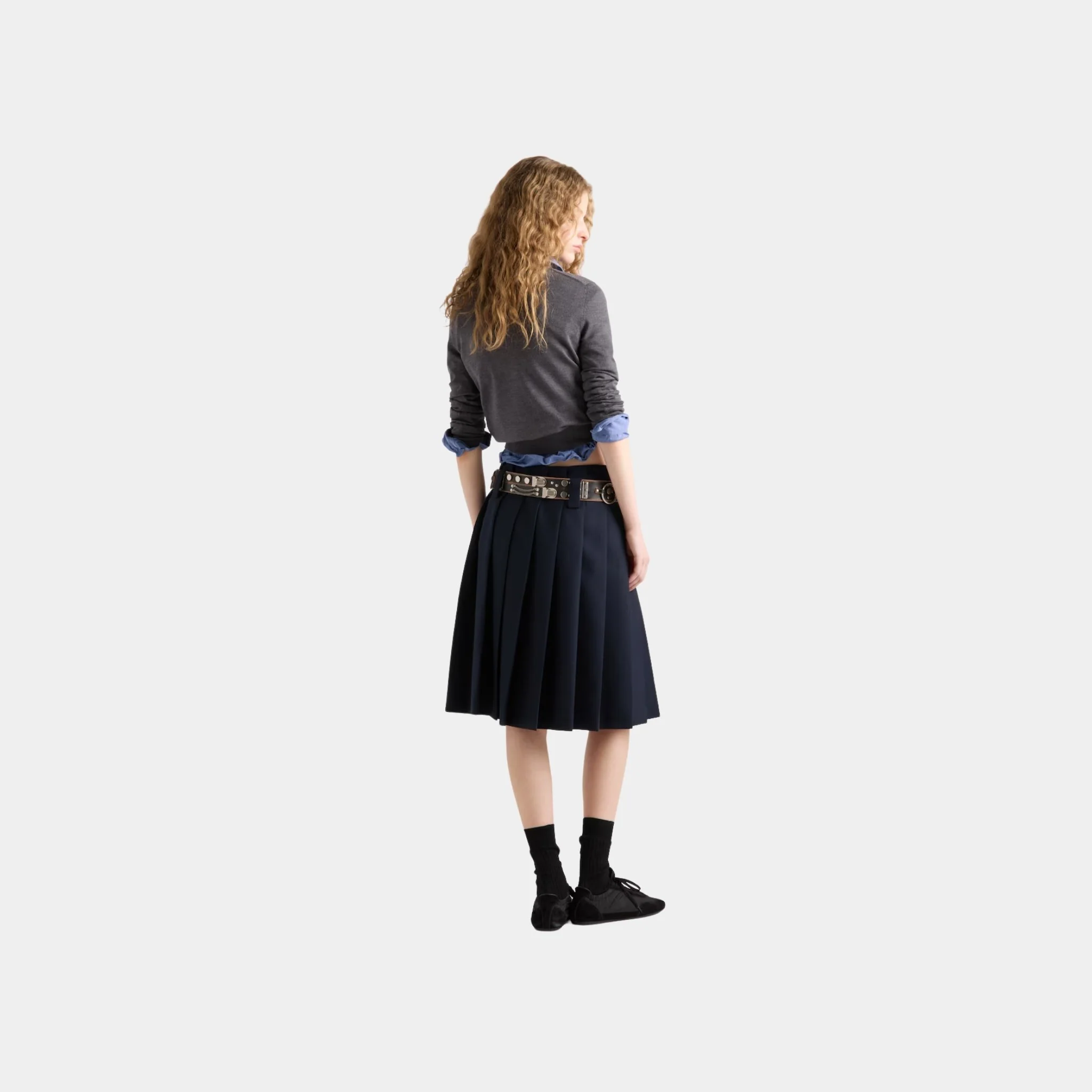 Wool Crew Neck Plain Knit Sweater - Image 2