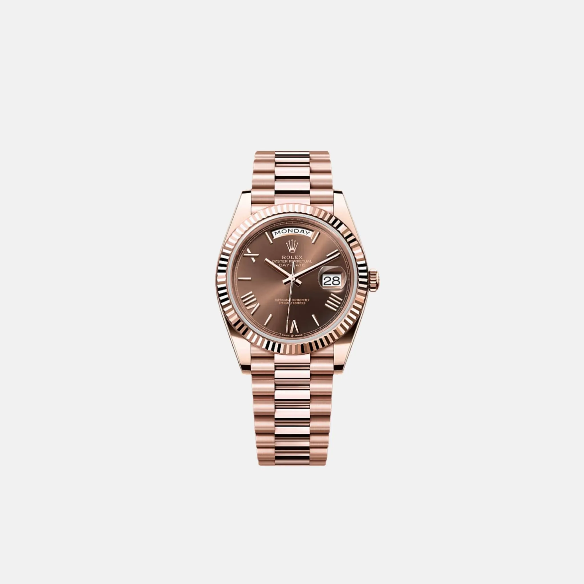 Day-Date 40mm with Everose Gold Chocolate Dial in President Bracelet