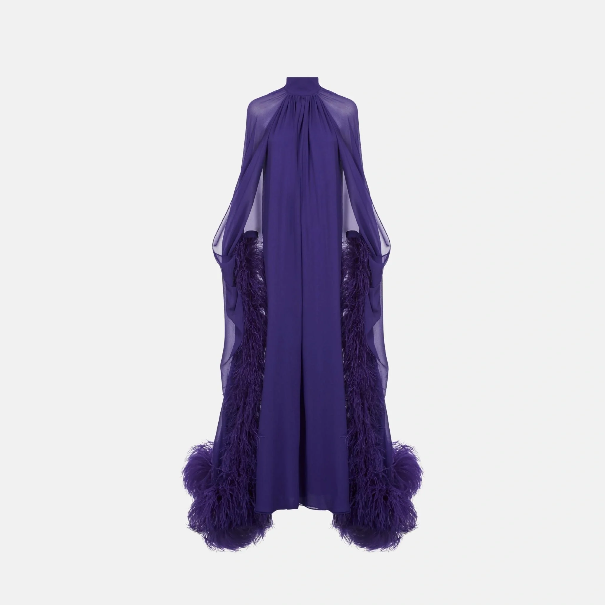 Feathered Eterea Gown in Violet