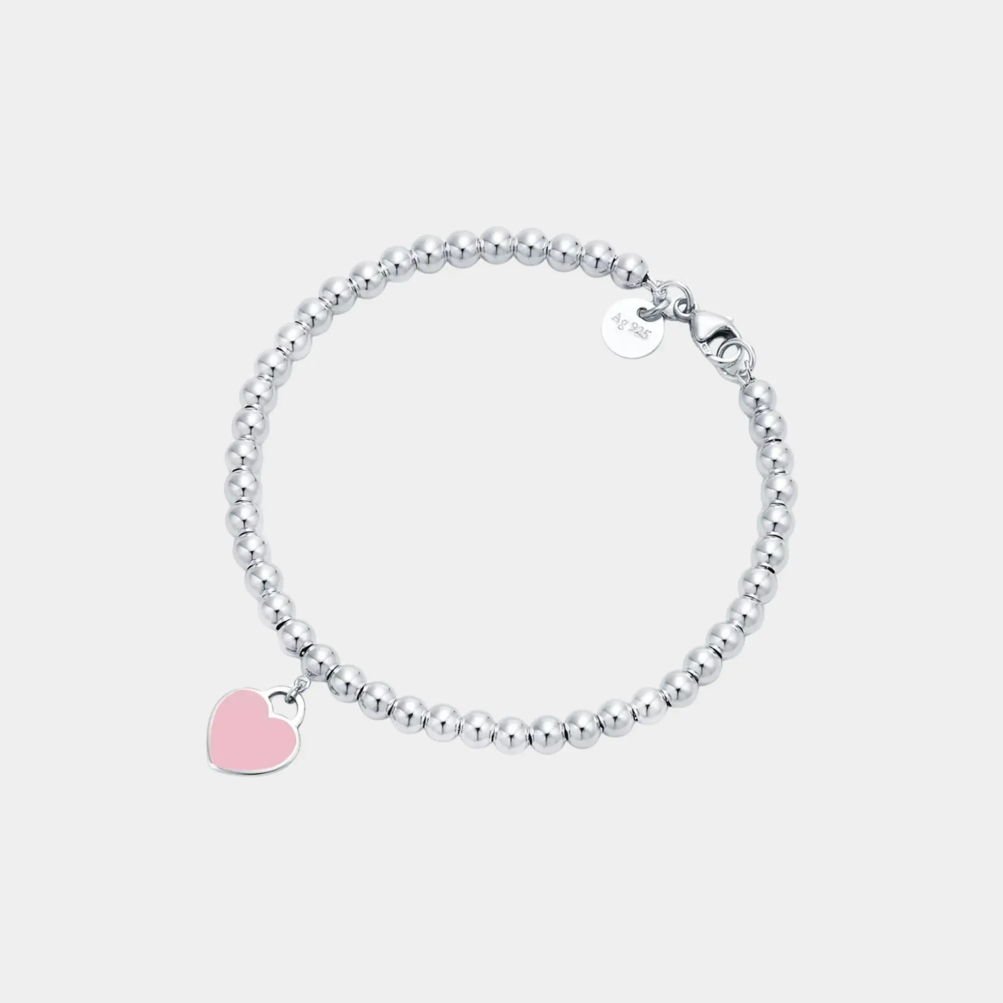Pink Heart-Shaped Pearl Bracelet In 925 Sterling Silver