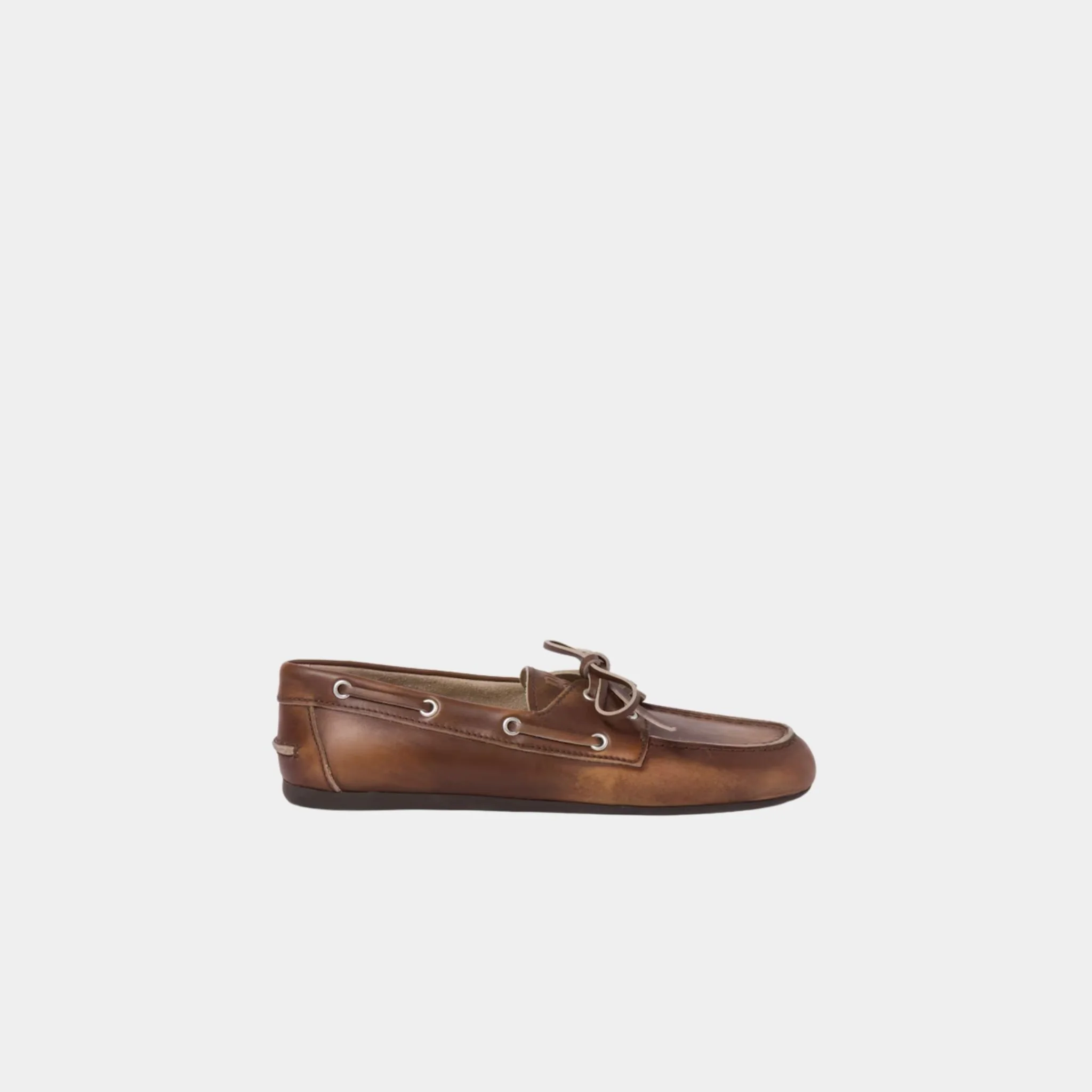 Unlined Bleached Leather Boat Shoes in Calfskin - Image 2