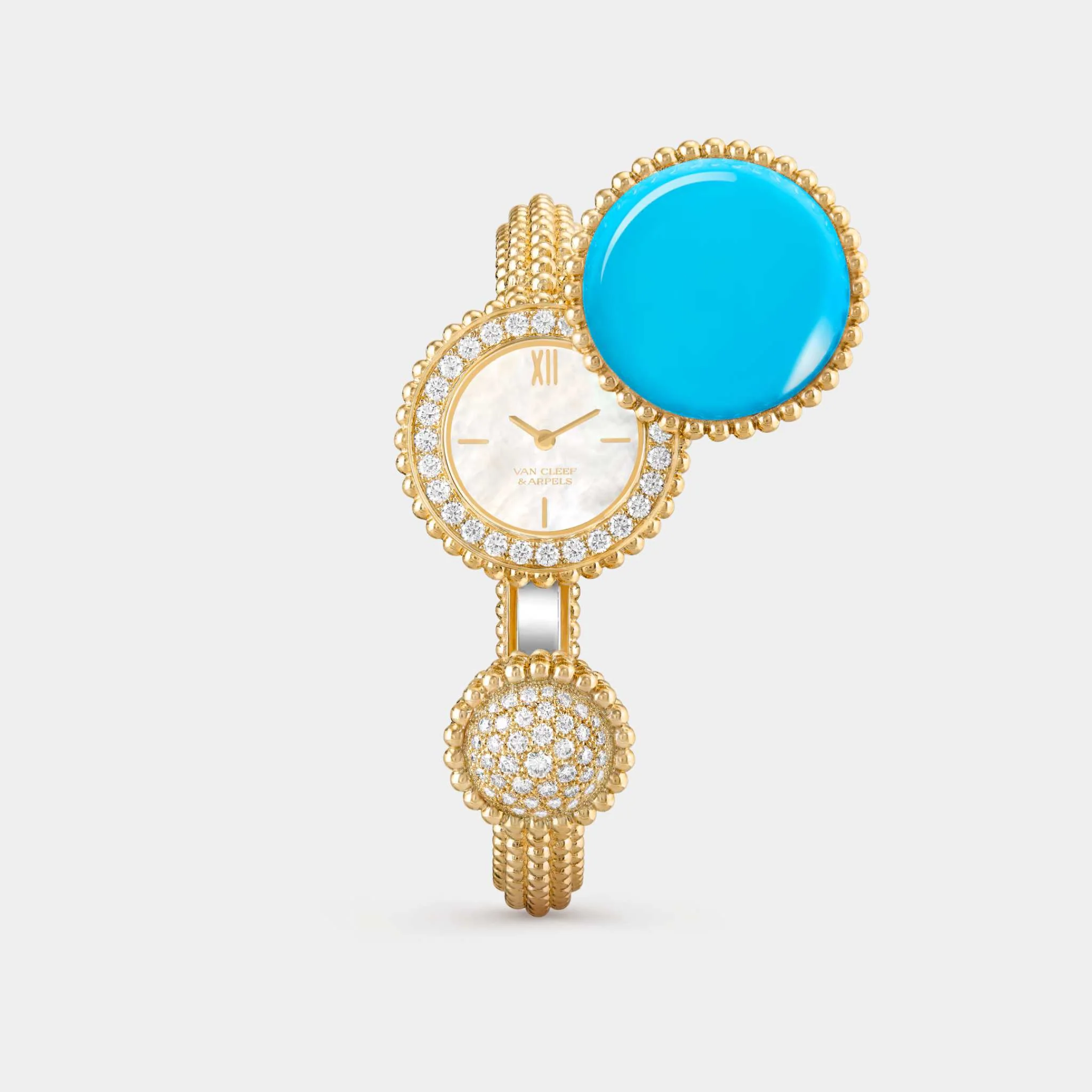 Perlée Toi & Moi Watch in Gold, Diamond & Turquoise