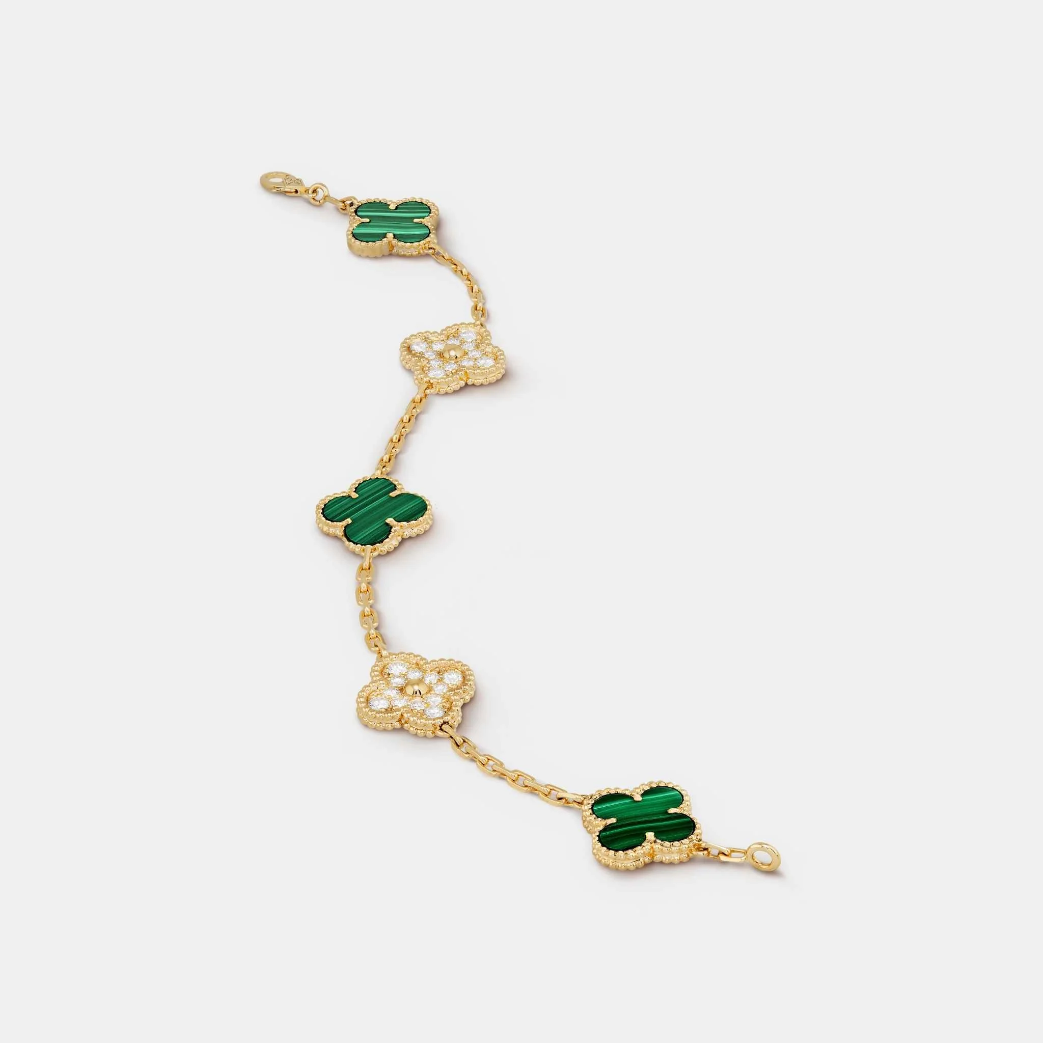 Alhambra Gold Motifs Bracelet Diamond Malachite - Image 3
