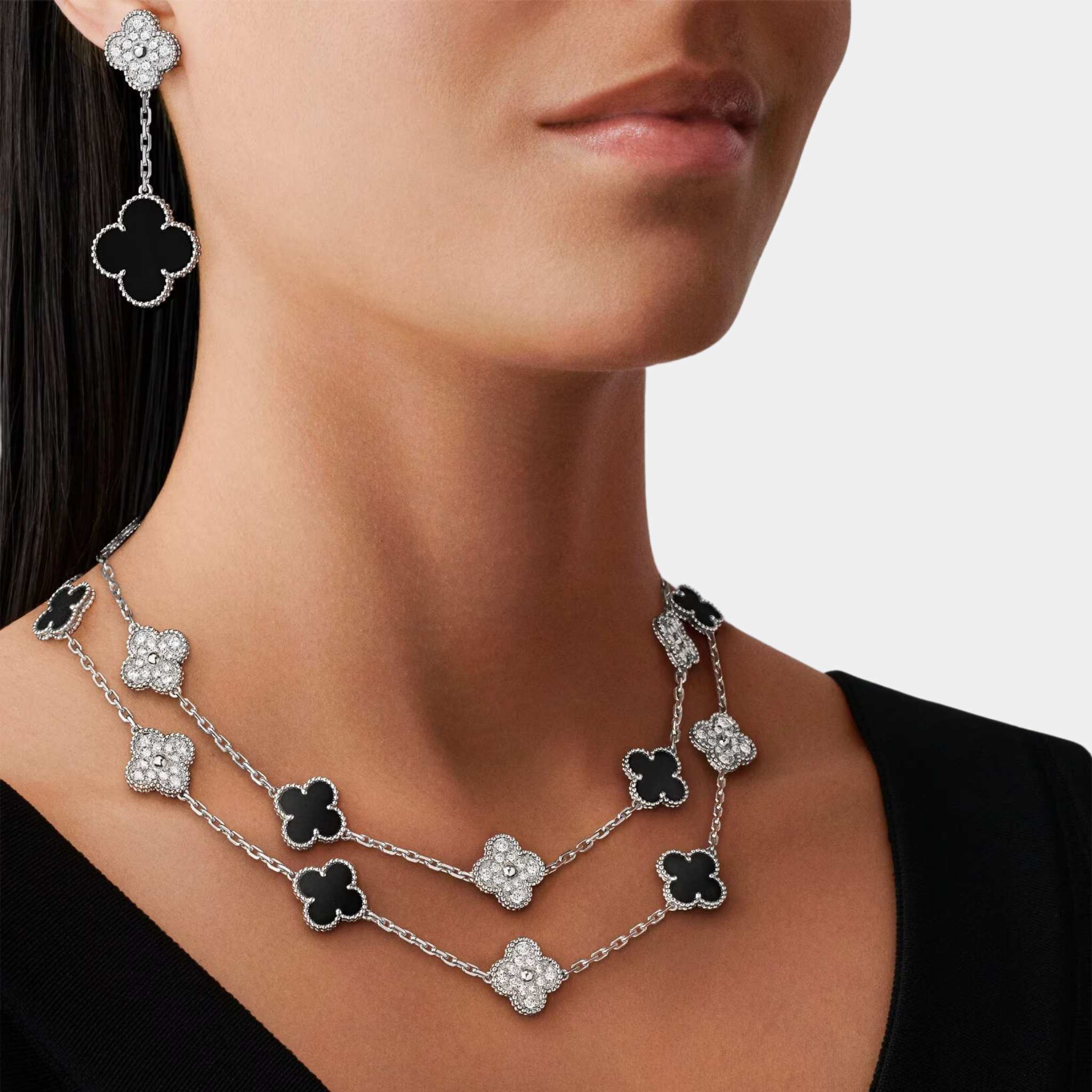 Alhambra Vintage Alhambra long necklace 20 motifs Gold Diamond Onyx - Image 2