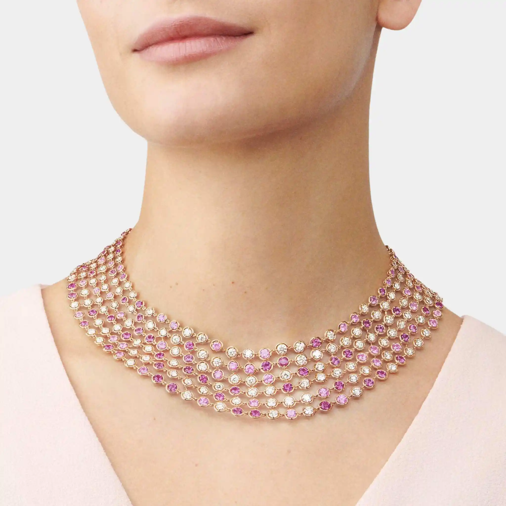 Brume de Saphir Necklace in Rose Gold with Diamonds & Sapphire - Image 2