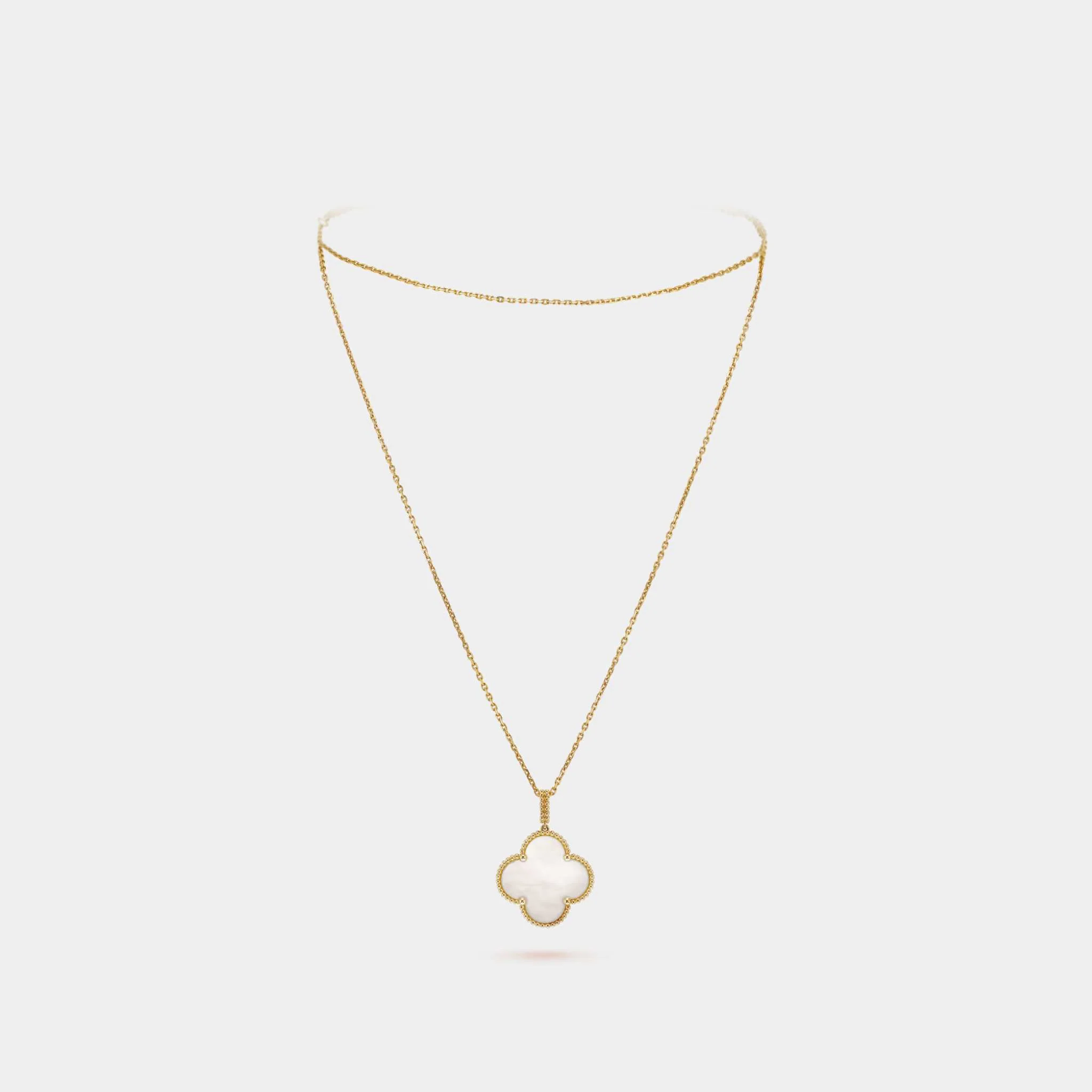 Magic Alhambra Long Necklace 1 Motif Yellow Gold Mother Of Pearl