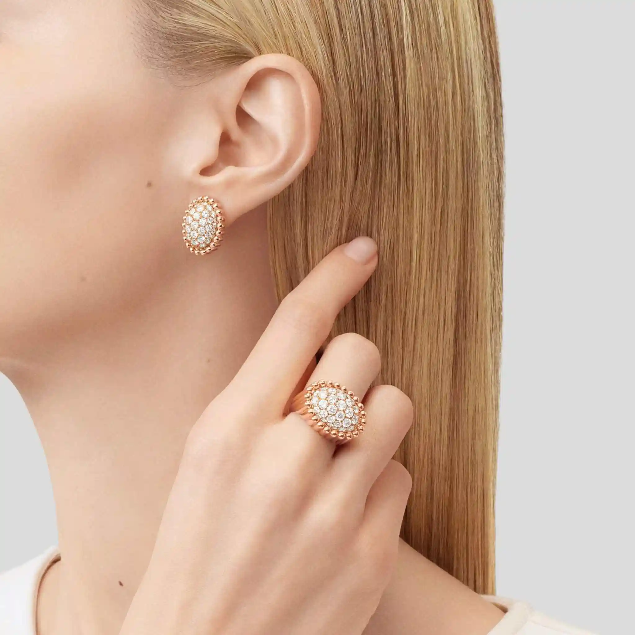 Perlée Diamonds Pavé Earrings Rose Gold Diamond - Image 2