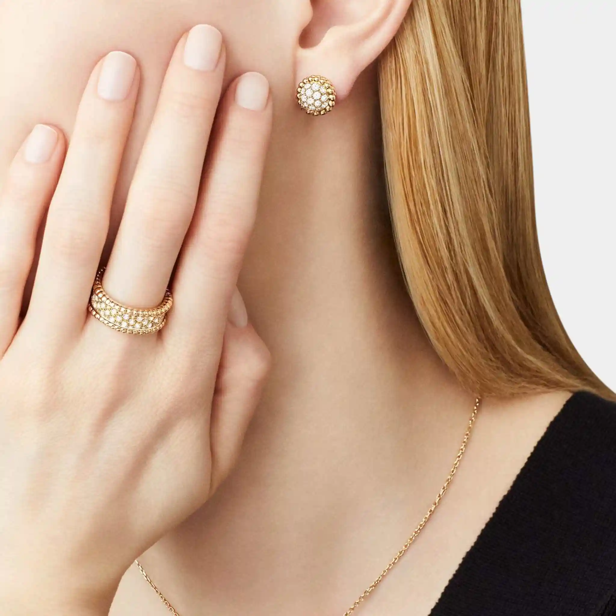 Perlée Diamonds Ring 3 Rows Yellow Gold Diamond - Image 2