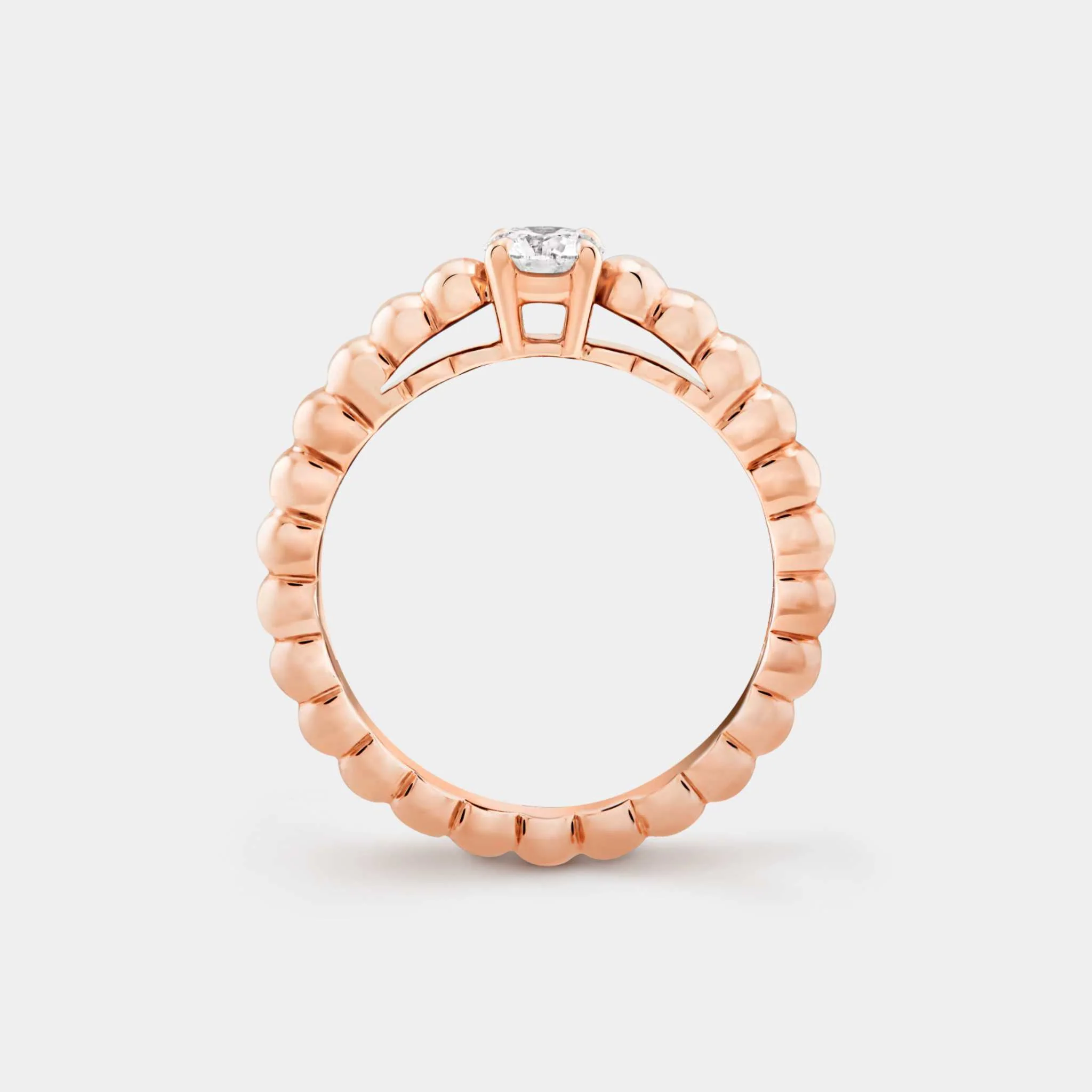 Perlée Solitaire Rose Gold Diamond Ring - Image 2